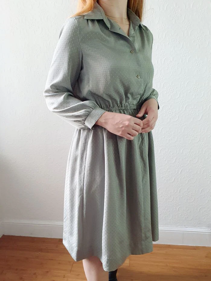 Vintage Sage Shirt Dress - S - Image 8