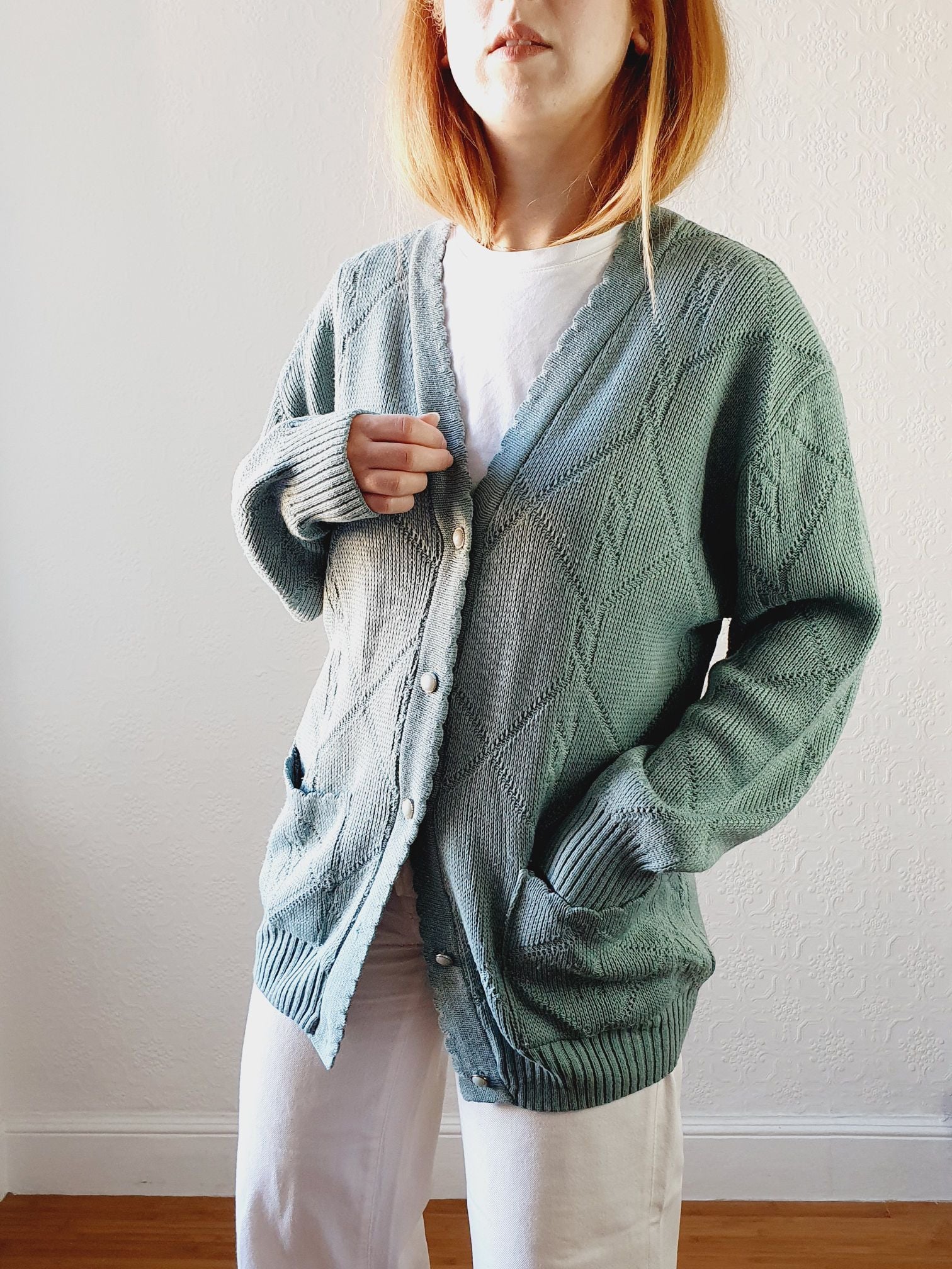 Vintage Scalloped Detail Cardigan - XL/XXL