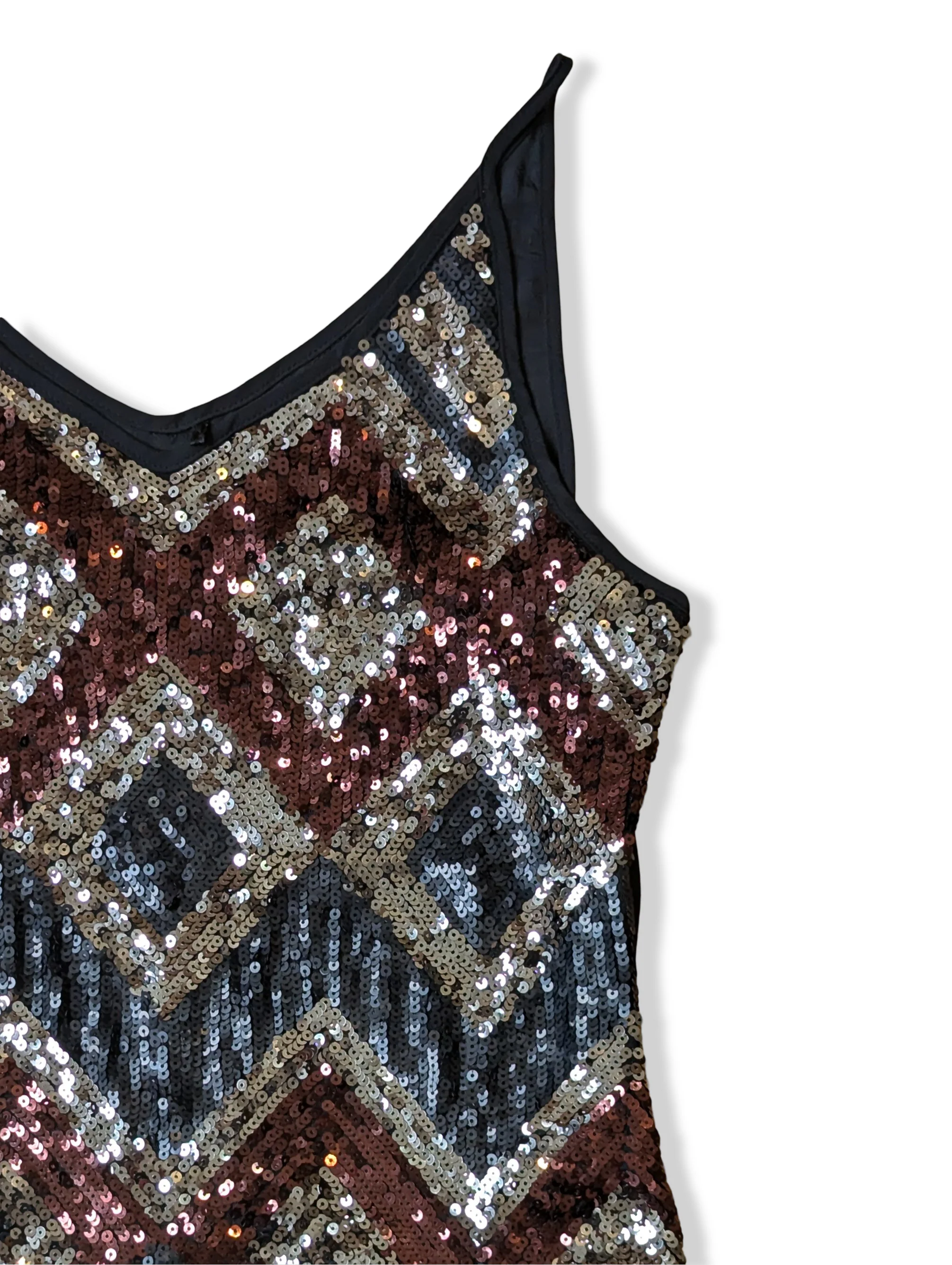 Vintage Sequin Strappy Shift Dress - M/L - Image 2