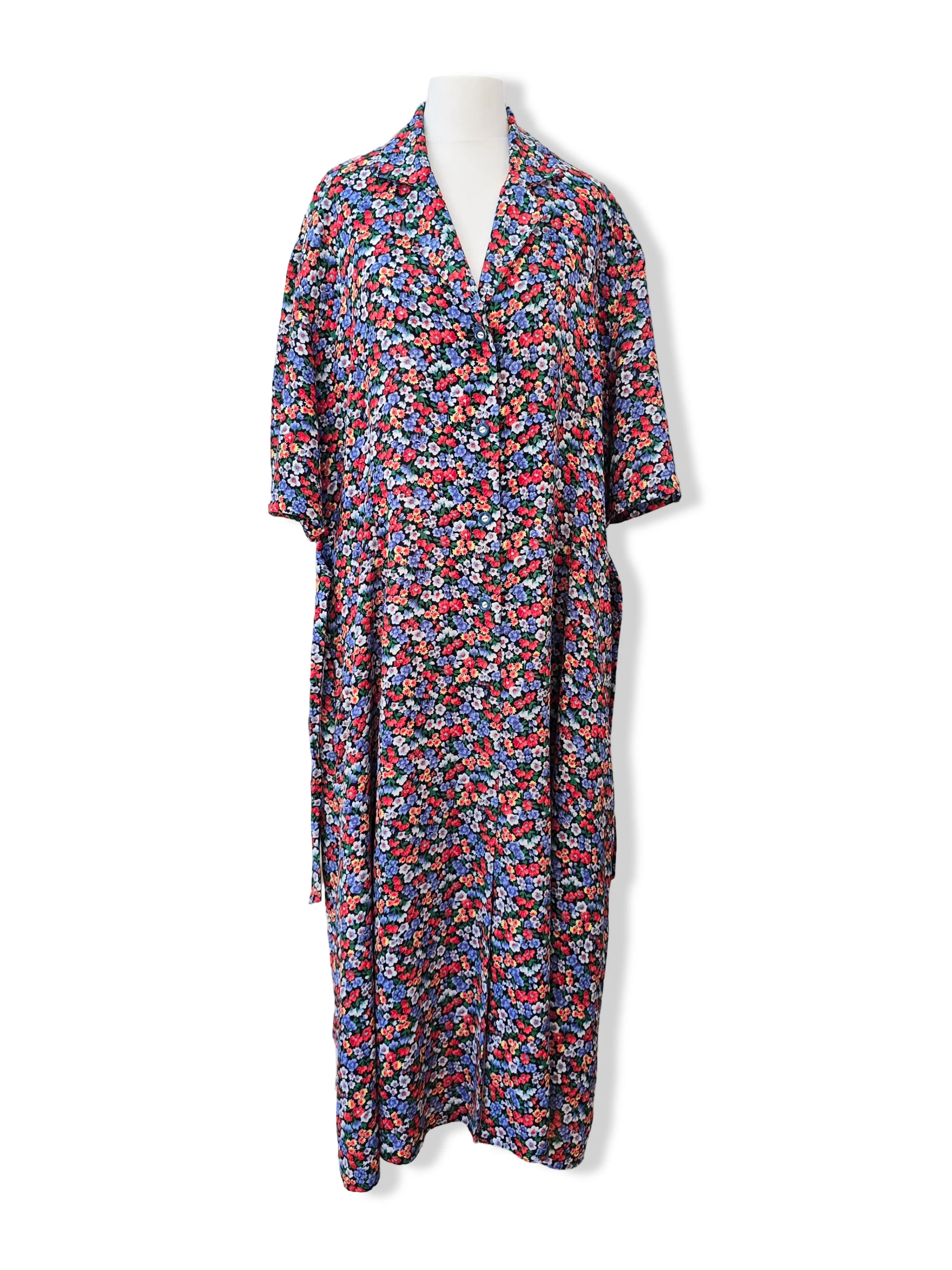 Vintage Short Sleeved Floral Print Midi Dress - XXL - Image 10