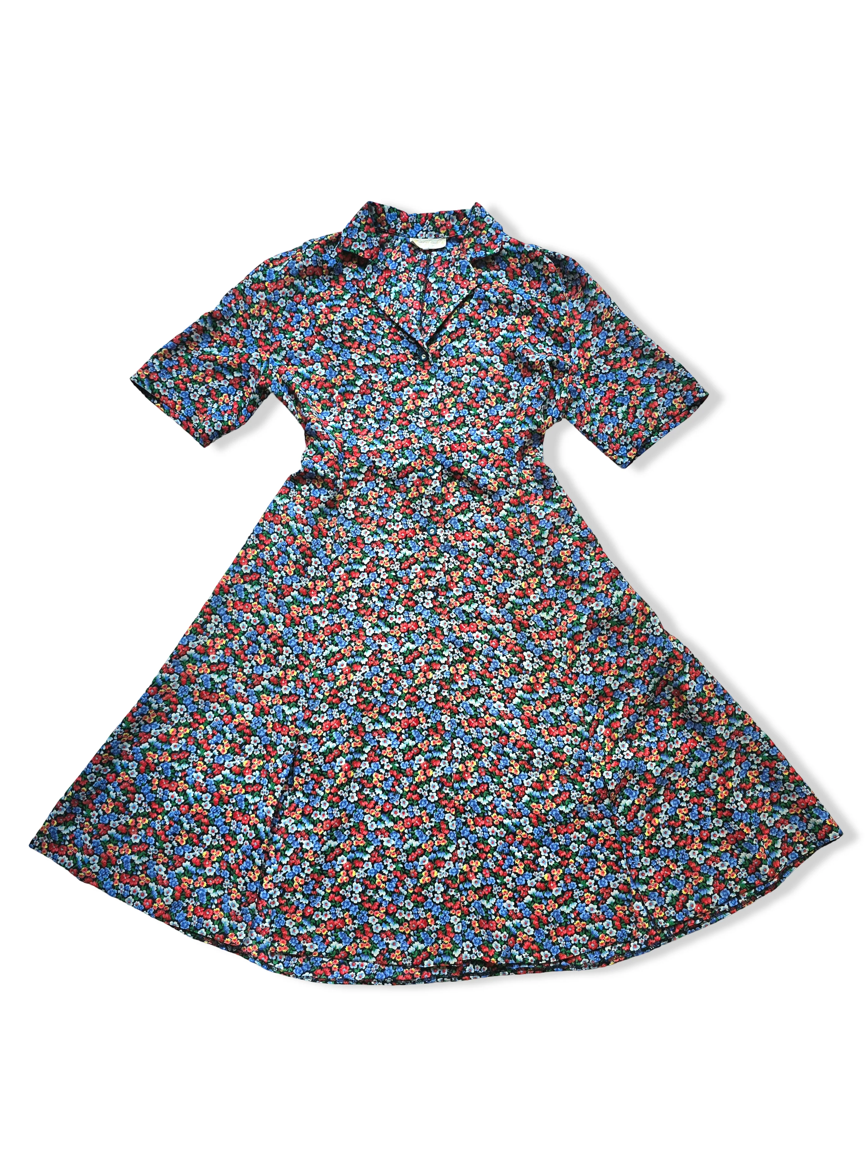Vintage Short Sleeved Floral Print Midi Dress - XXL - Image 2