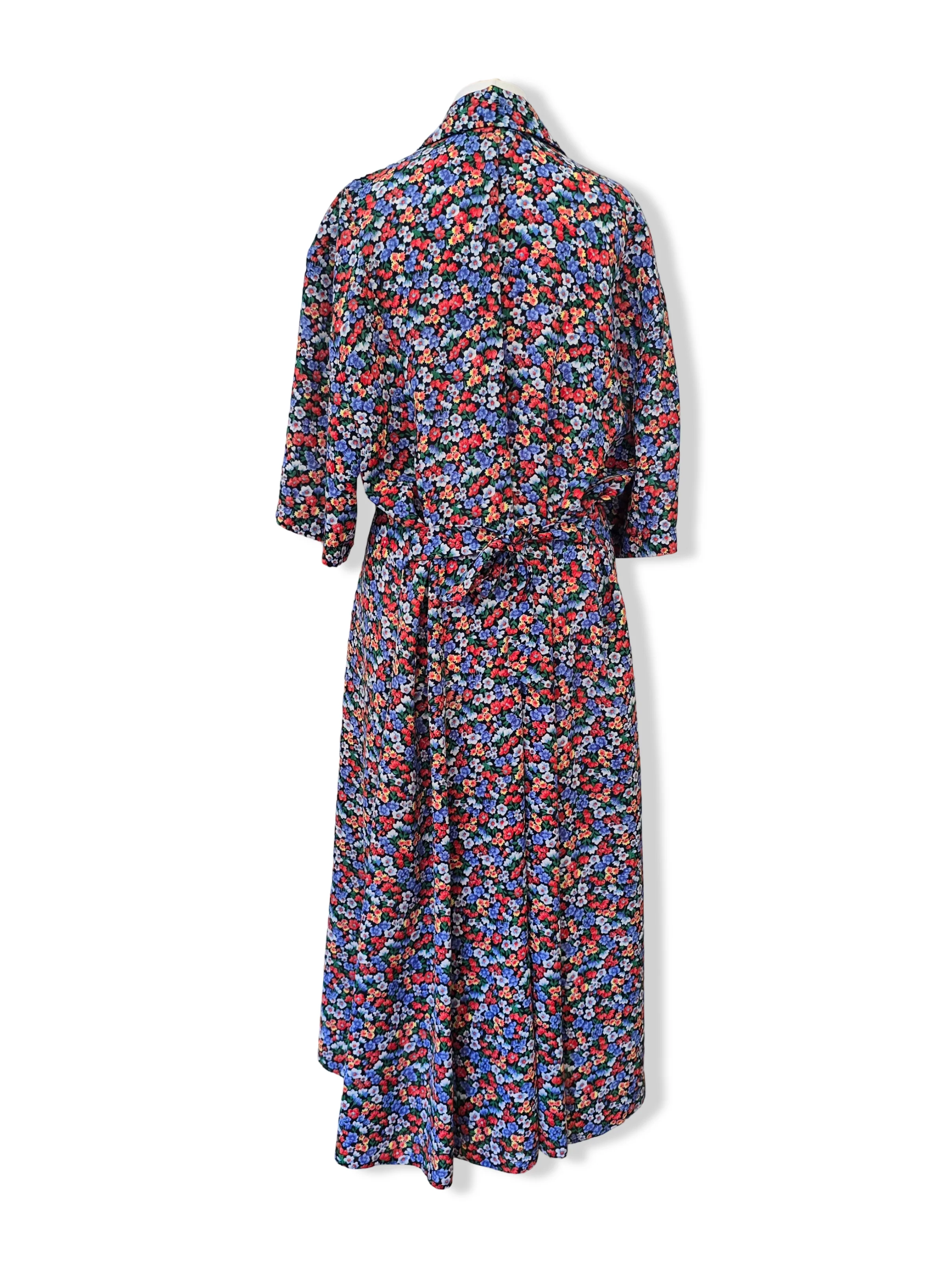 Vintage Short Sleeved Floral Print Midi Dress - XXL - Image 3