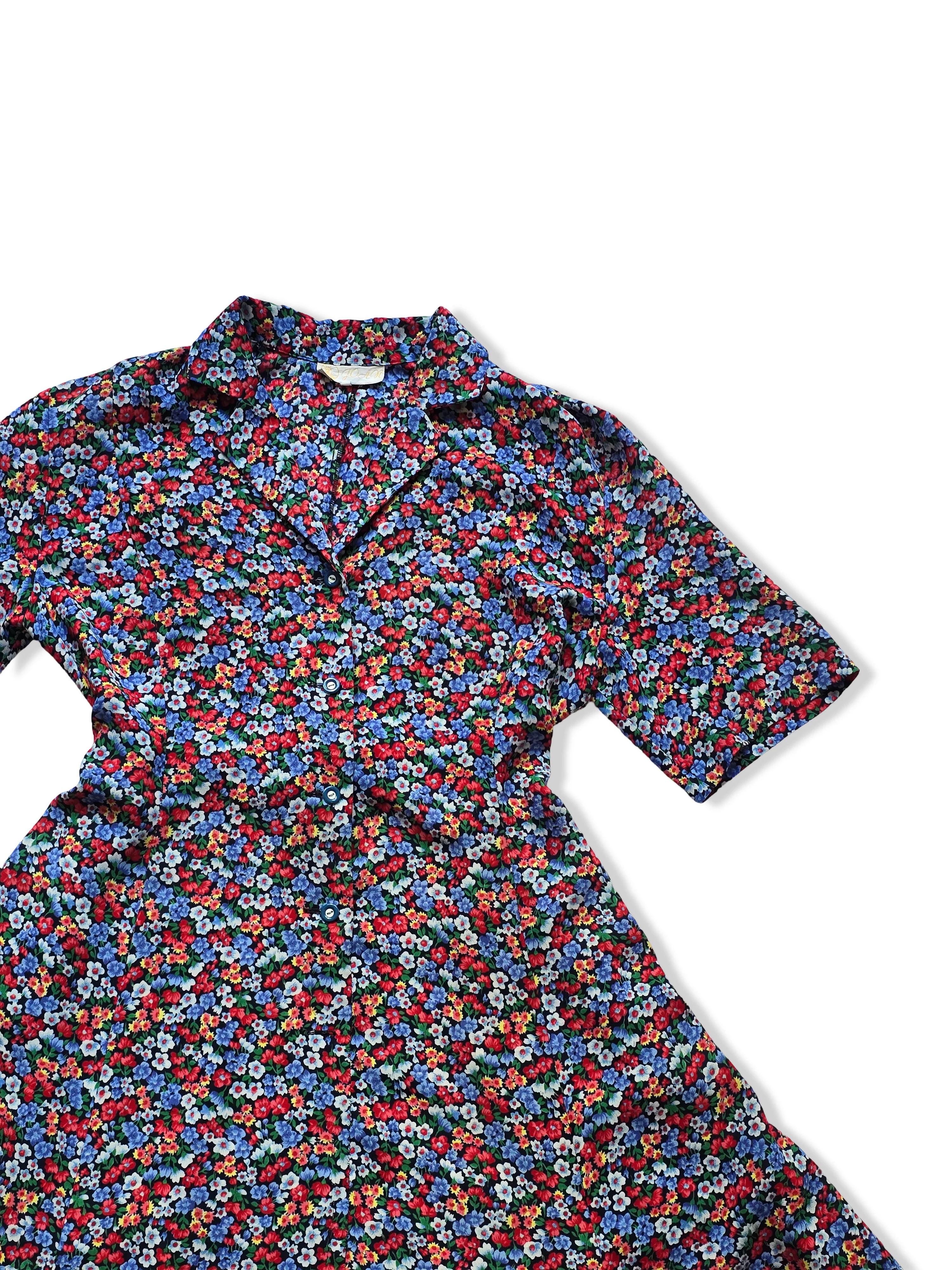 Vintage Short Sleeved Floral Print Midi Dress - XXL - Image 7