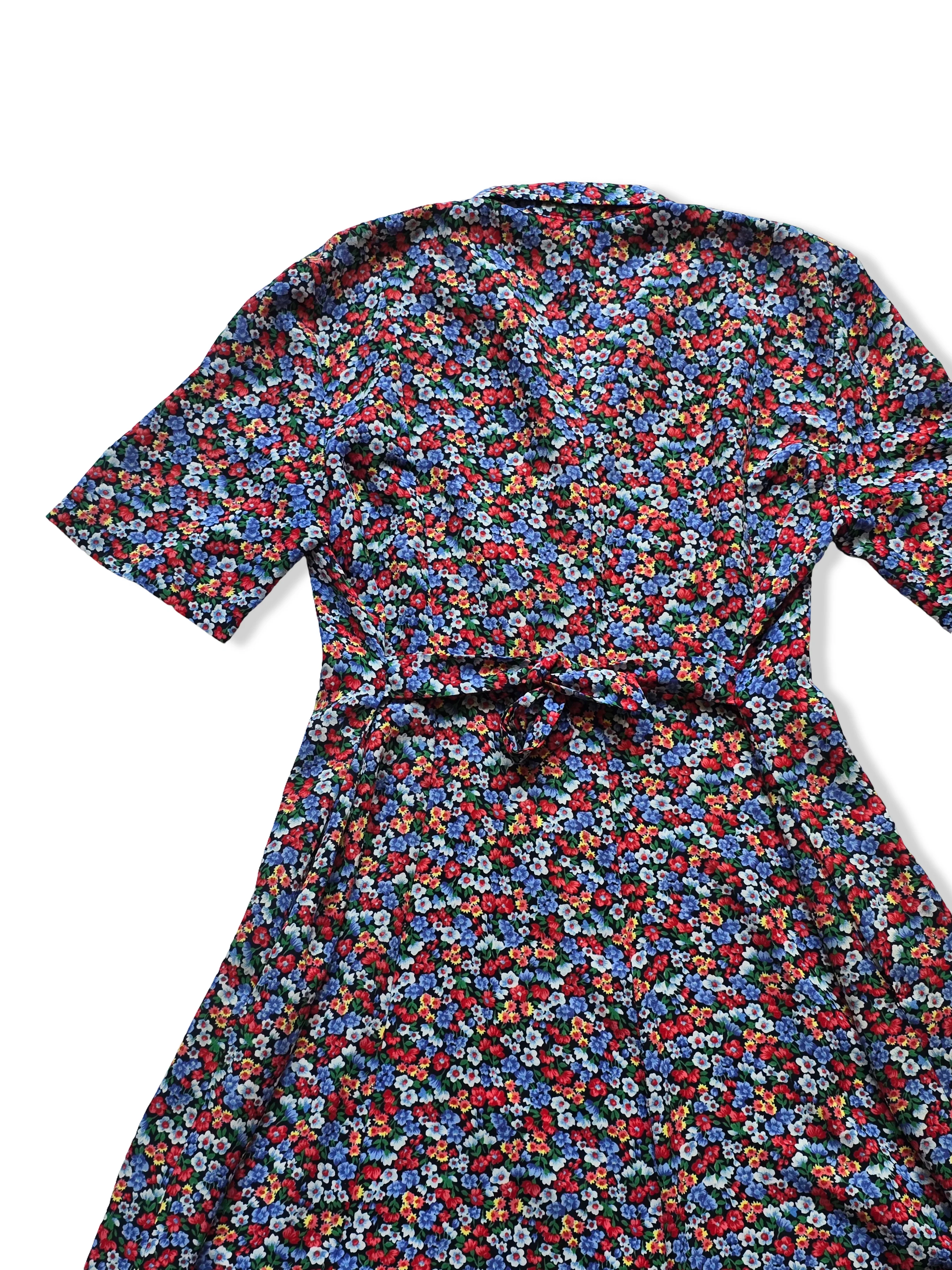 Vintage Short Sleeved Floral Print Midi Dress - XXL - Image 8