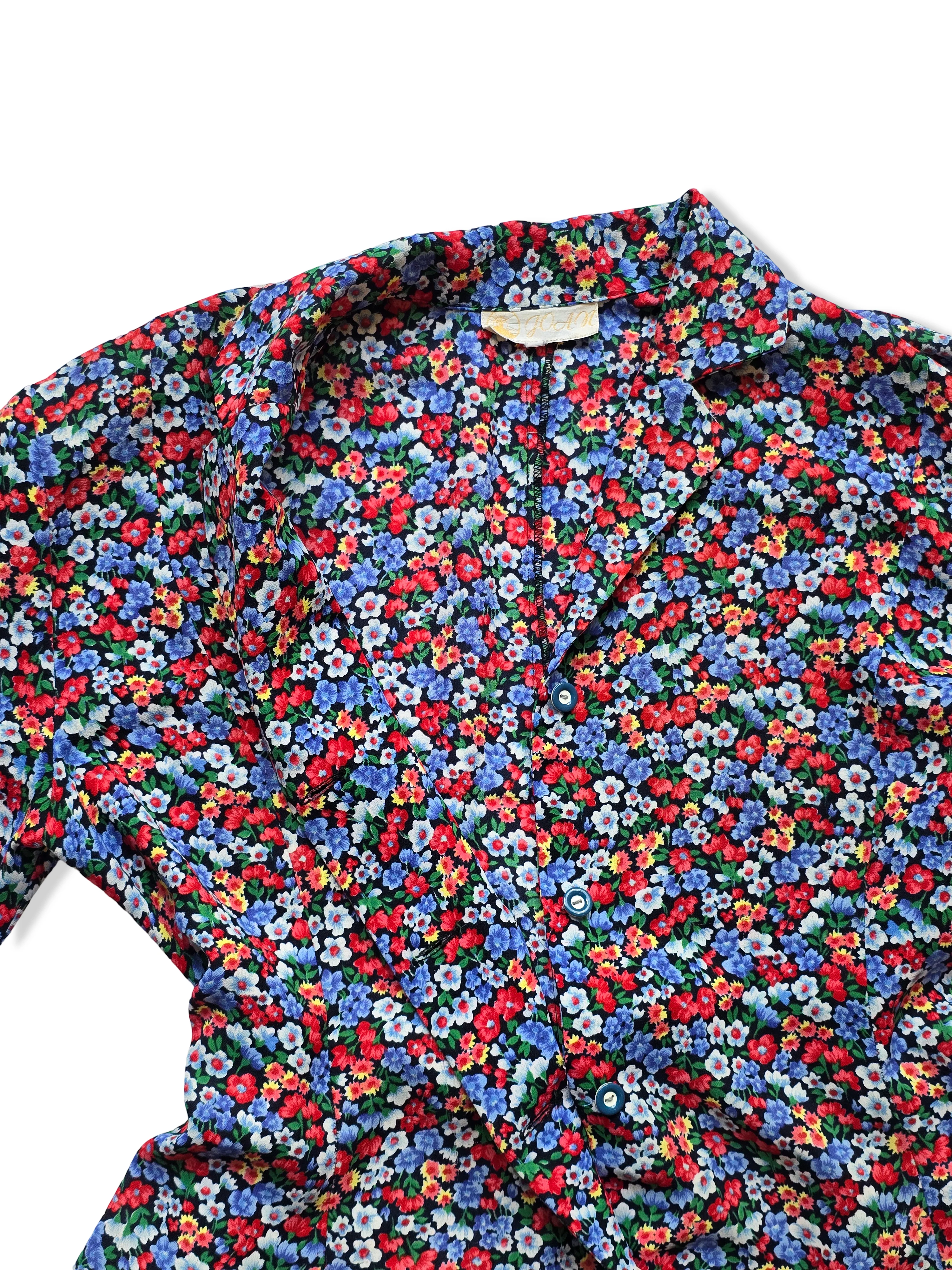 Vintage Short Sleeved Floral Print Midi Dress - XXL - Image 9