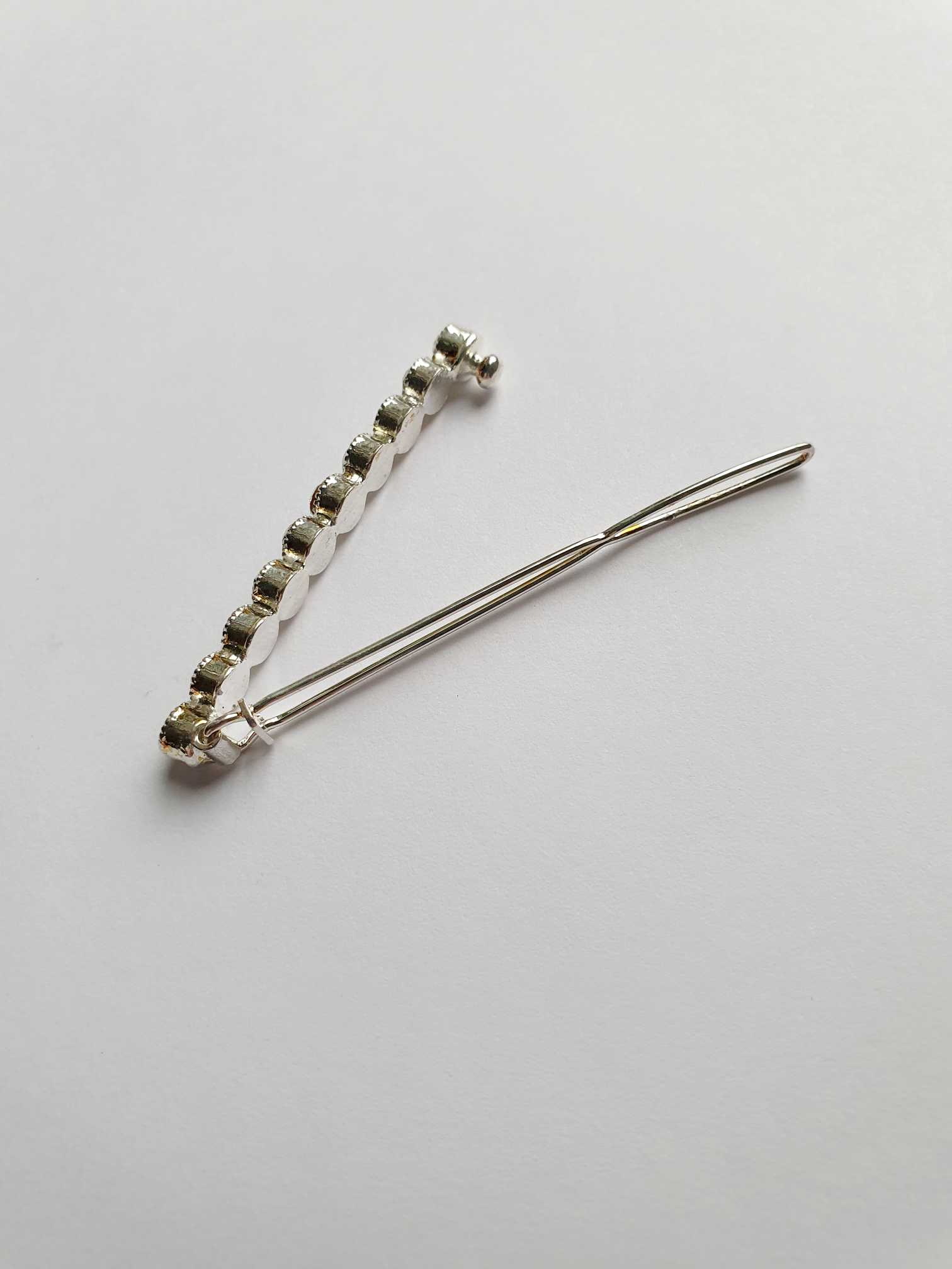 Vintage Silver Hair Clip with Crystals - Image 4
