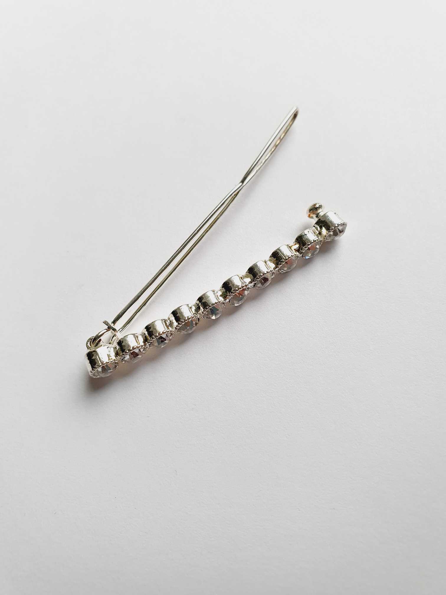 Vintage Silver Hair Clip with Crystals - Image 5