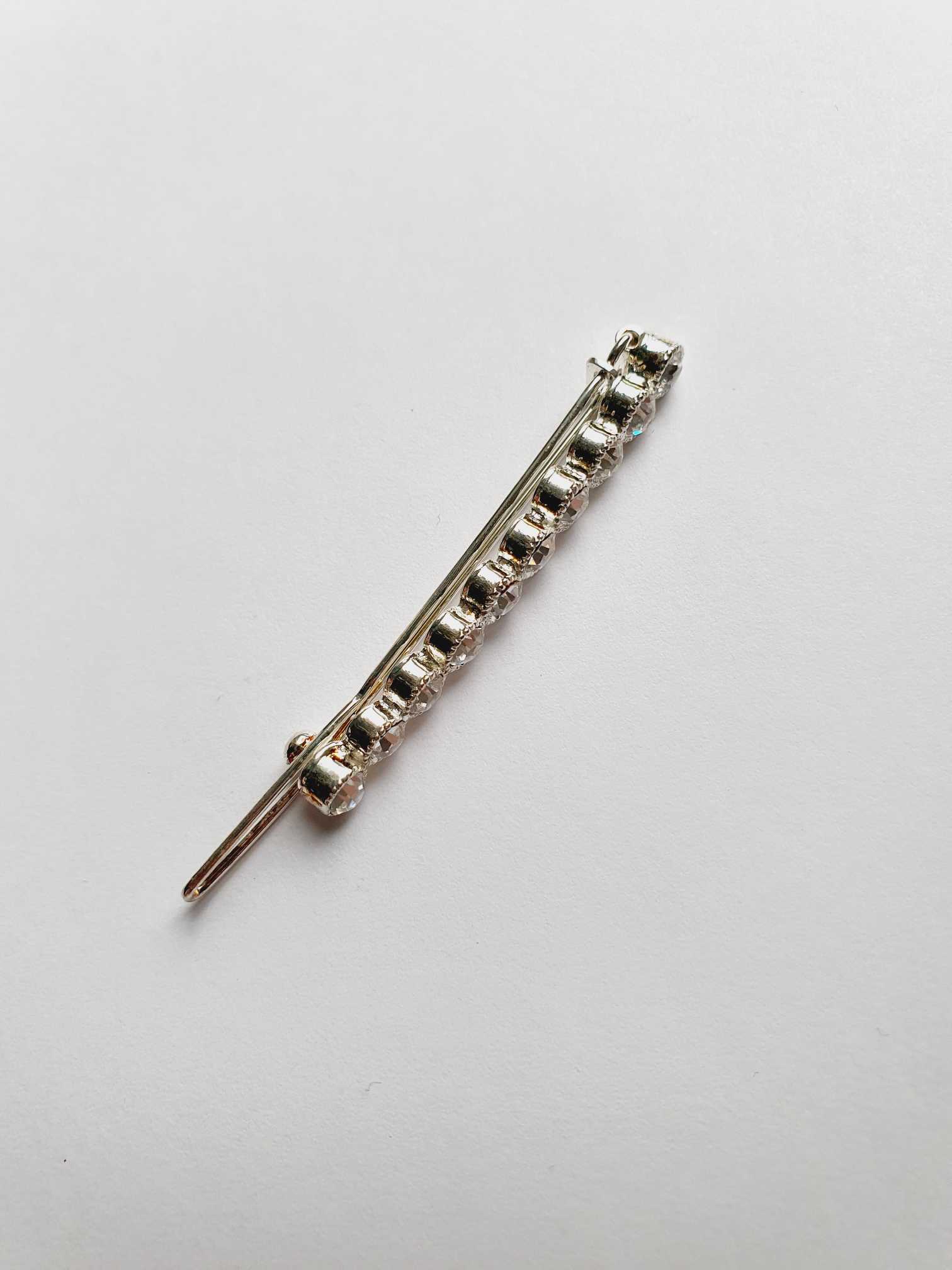 Vintage Silver Hair Clip with Crystals - Image 6