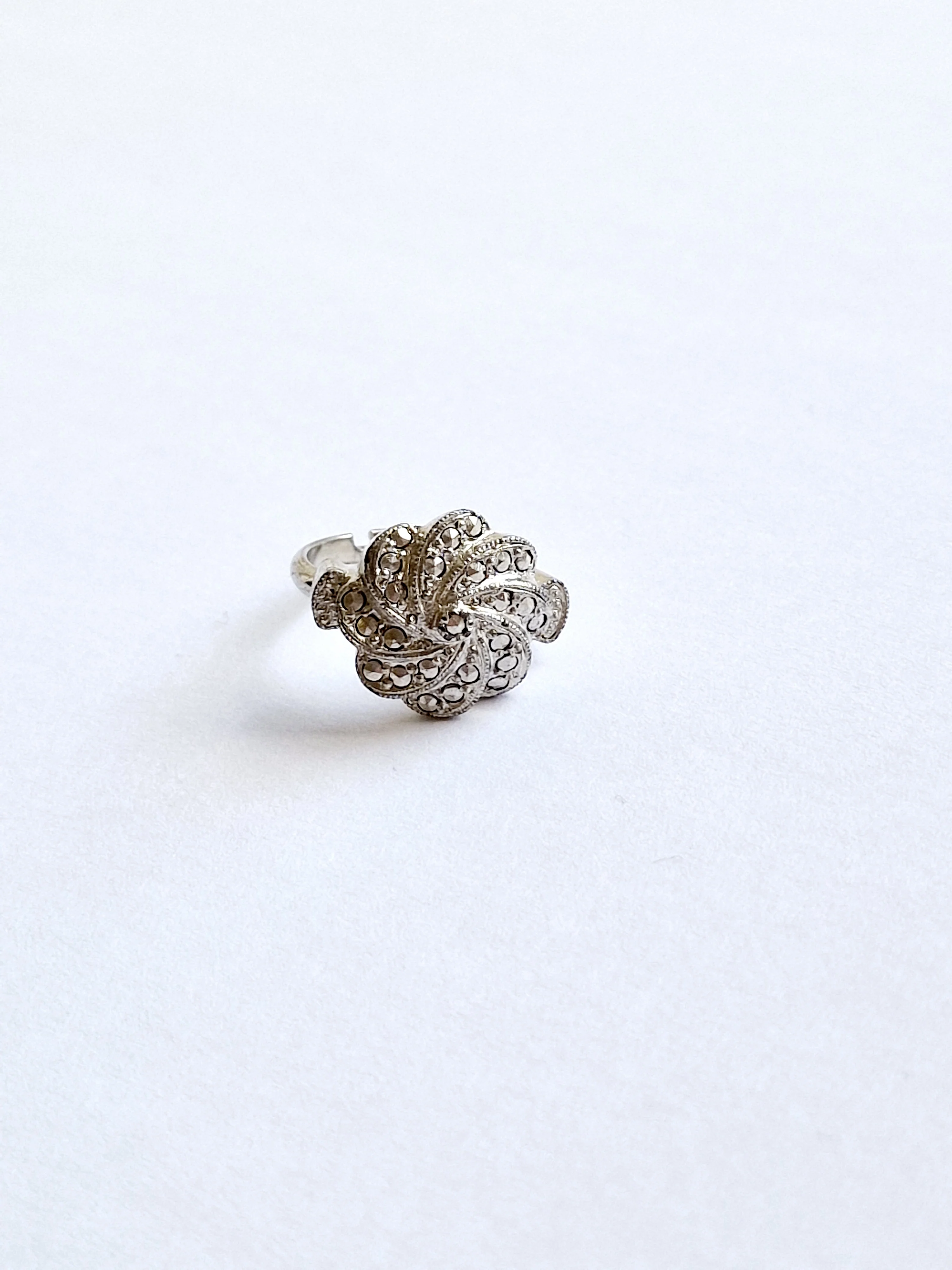 Vintage Silver Plated Art Deco Style Ring with Clear Crystals - Image 3