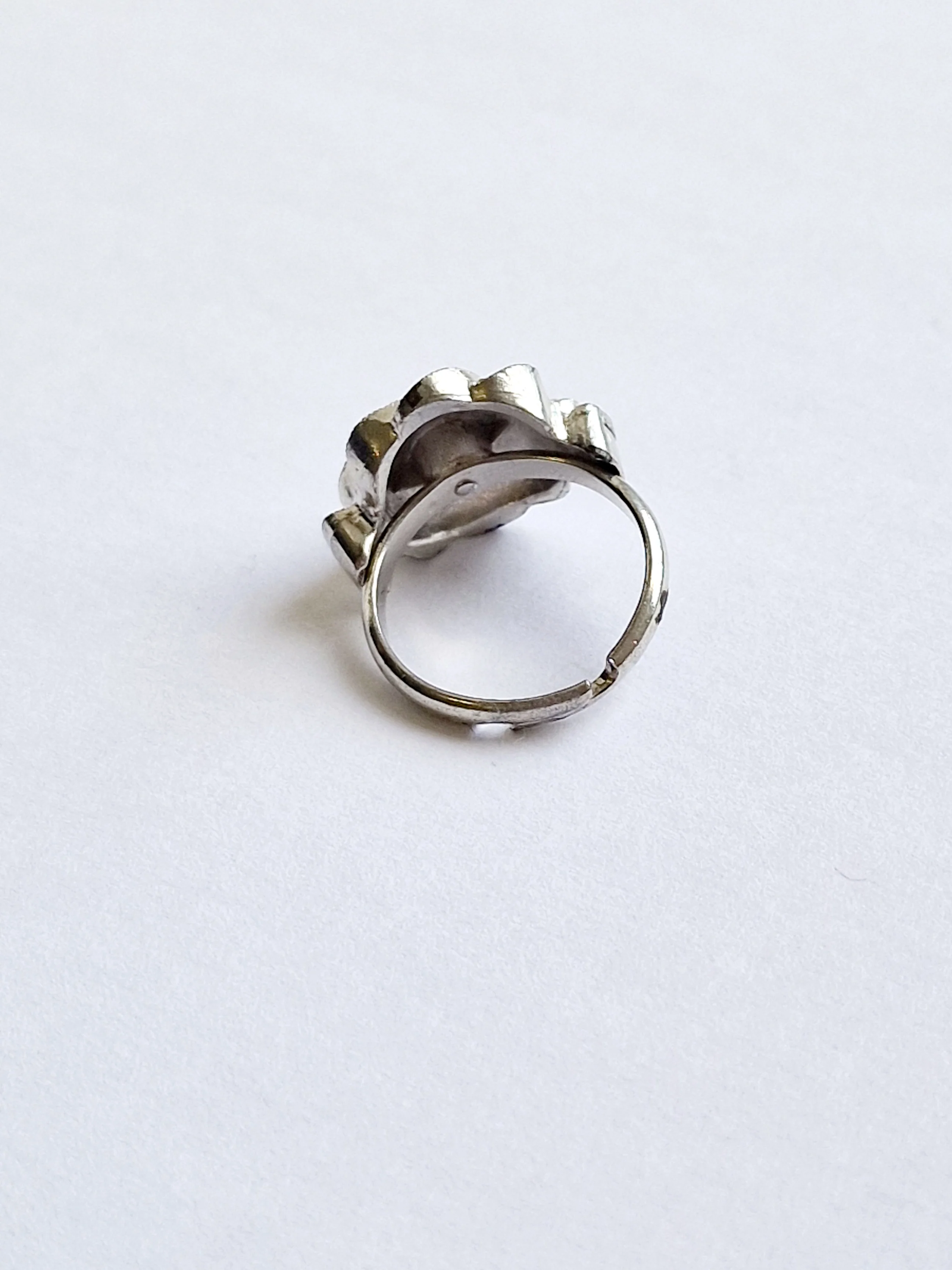 Vintage Silver Plated Art Deco Style Ring with Clear Crystals - Image 4