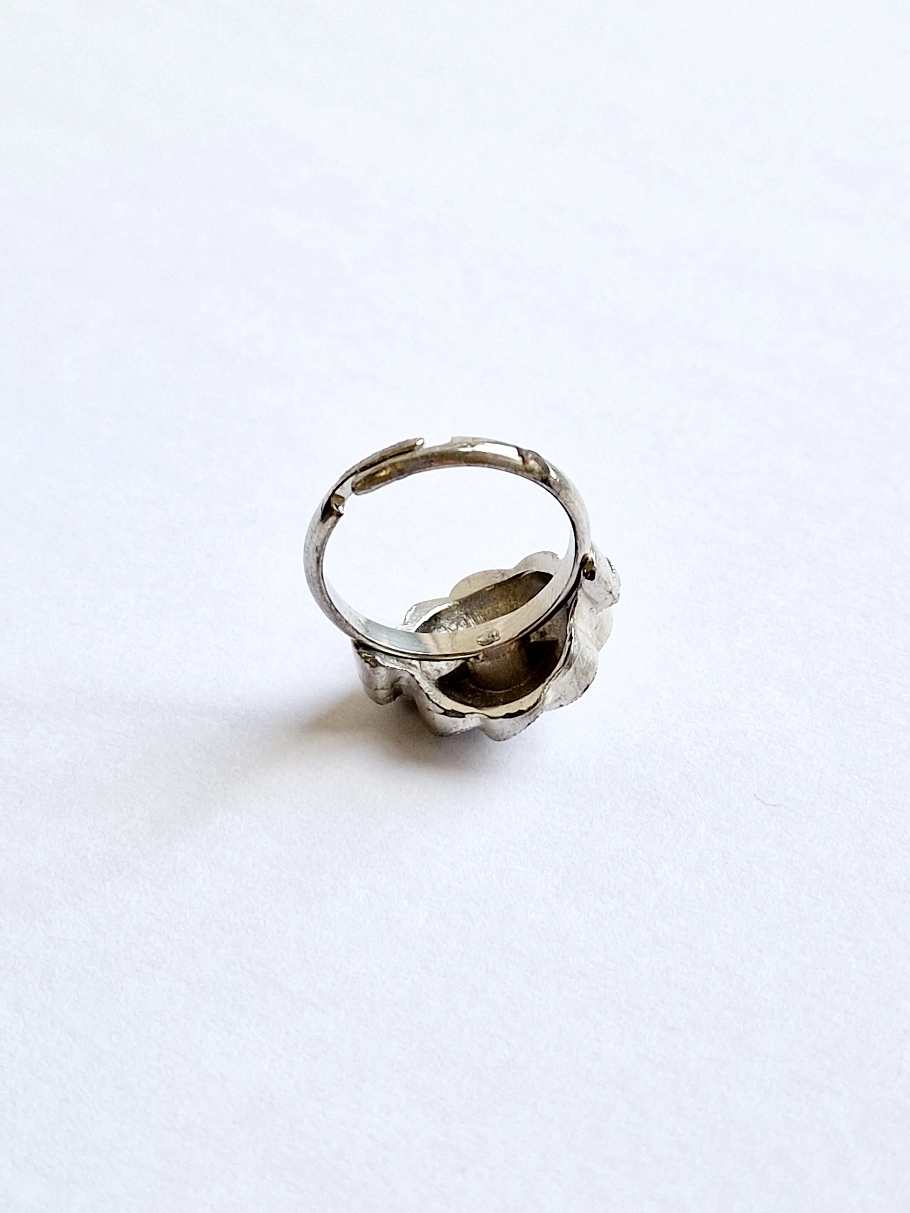 Vintage Silver Plated Art Deco Style Ring with Clear Crystals - Image 5