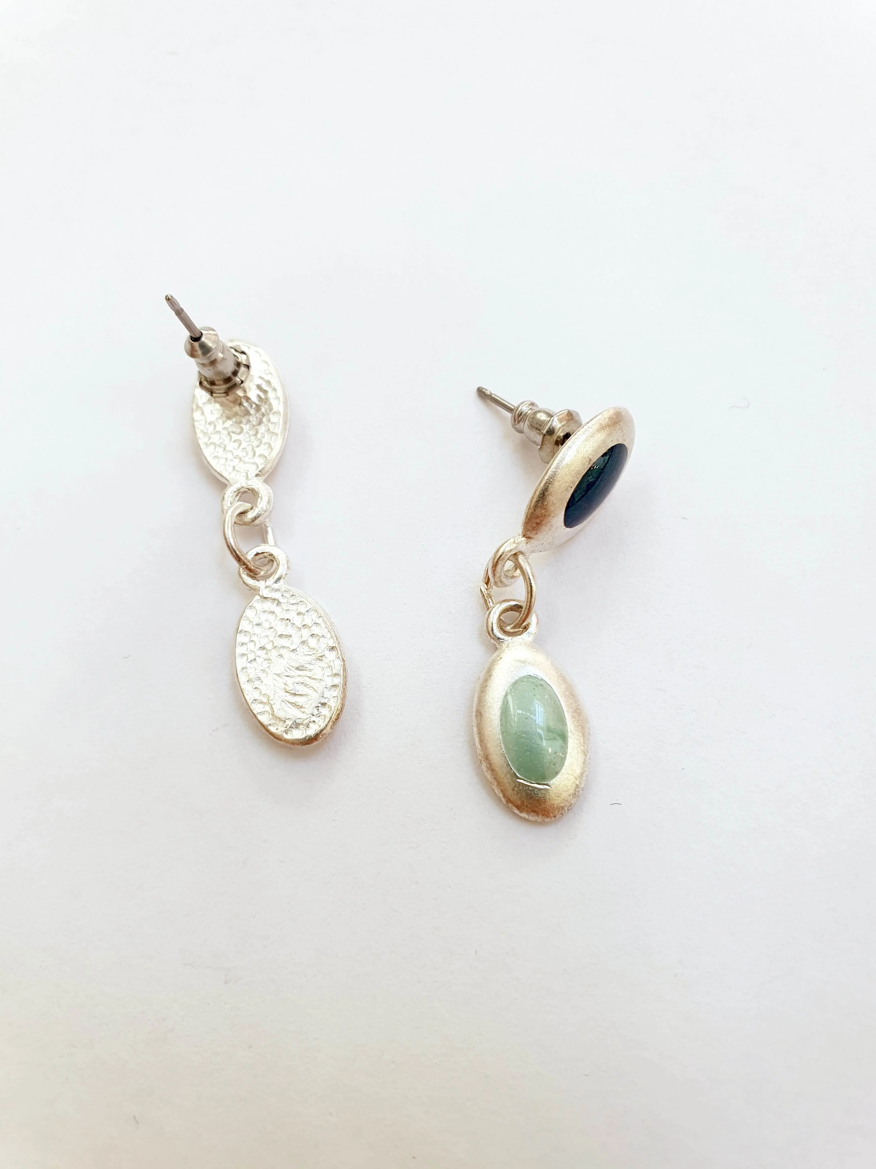 Vintage Silver Plated Blue Enamel Drop Earrings - Image 3