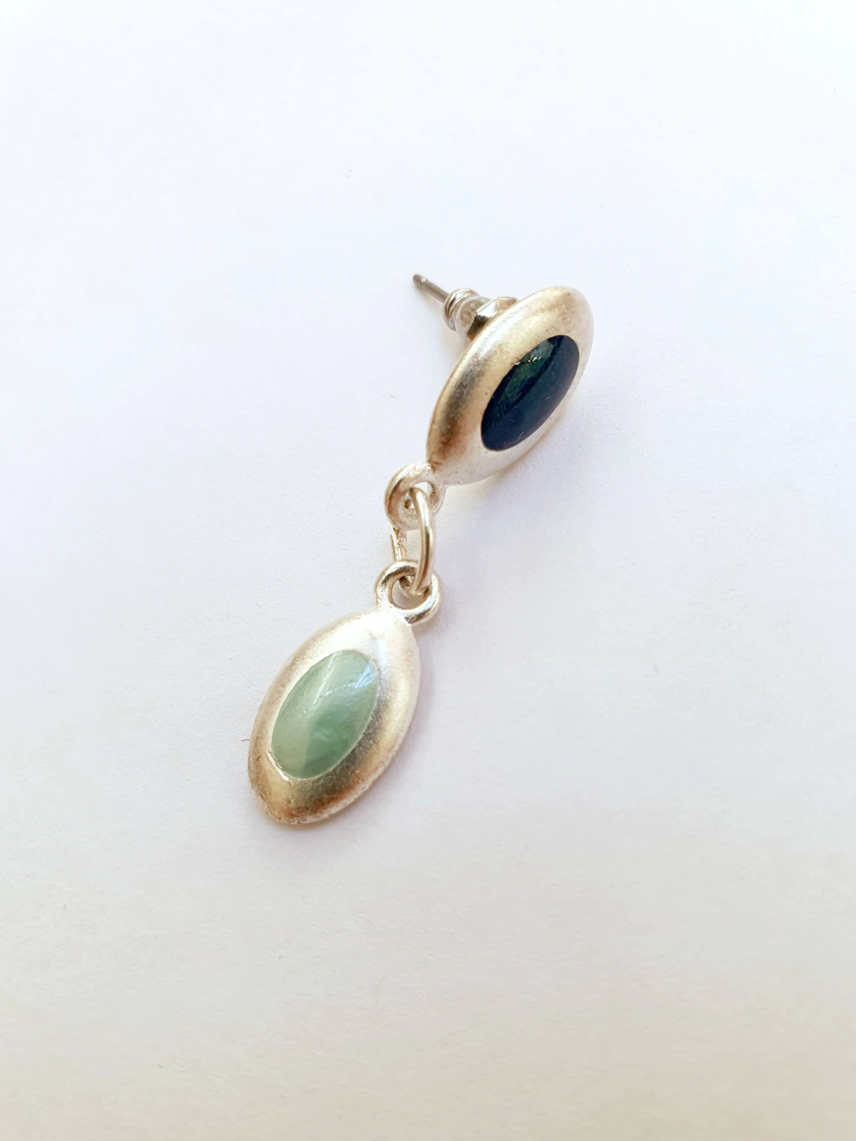 Vintage Silver Plated Blue Enamel Drop Earrings - Image 5