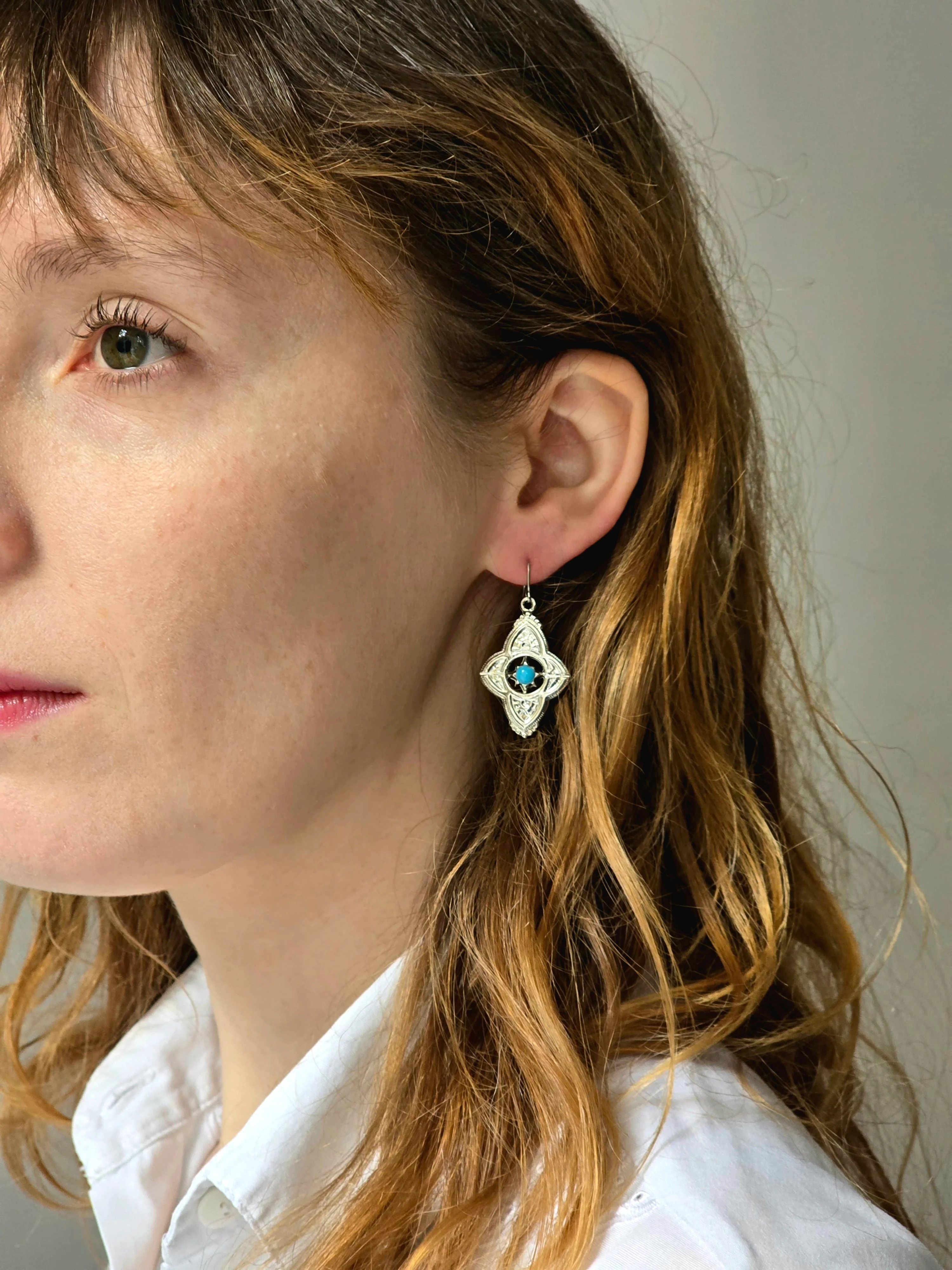 Vintage Silver Plated Boho Drop Earrings - Image 2