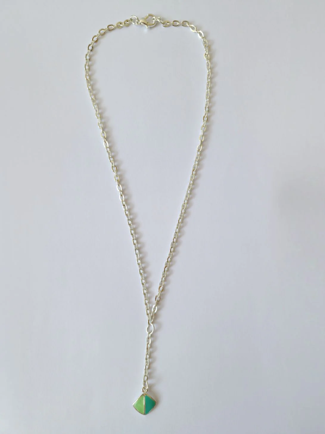 Vintage Silver Plated Cable Chain Pendant Necklace with Blue Enamel Charm - Image 3