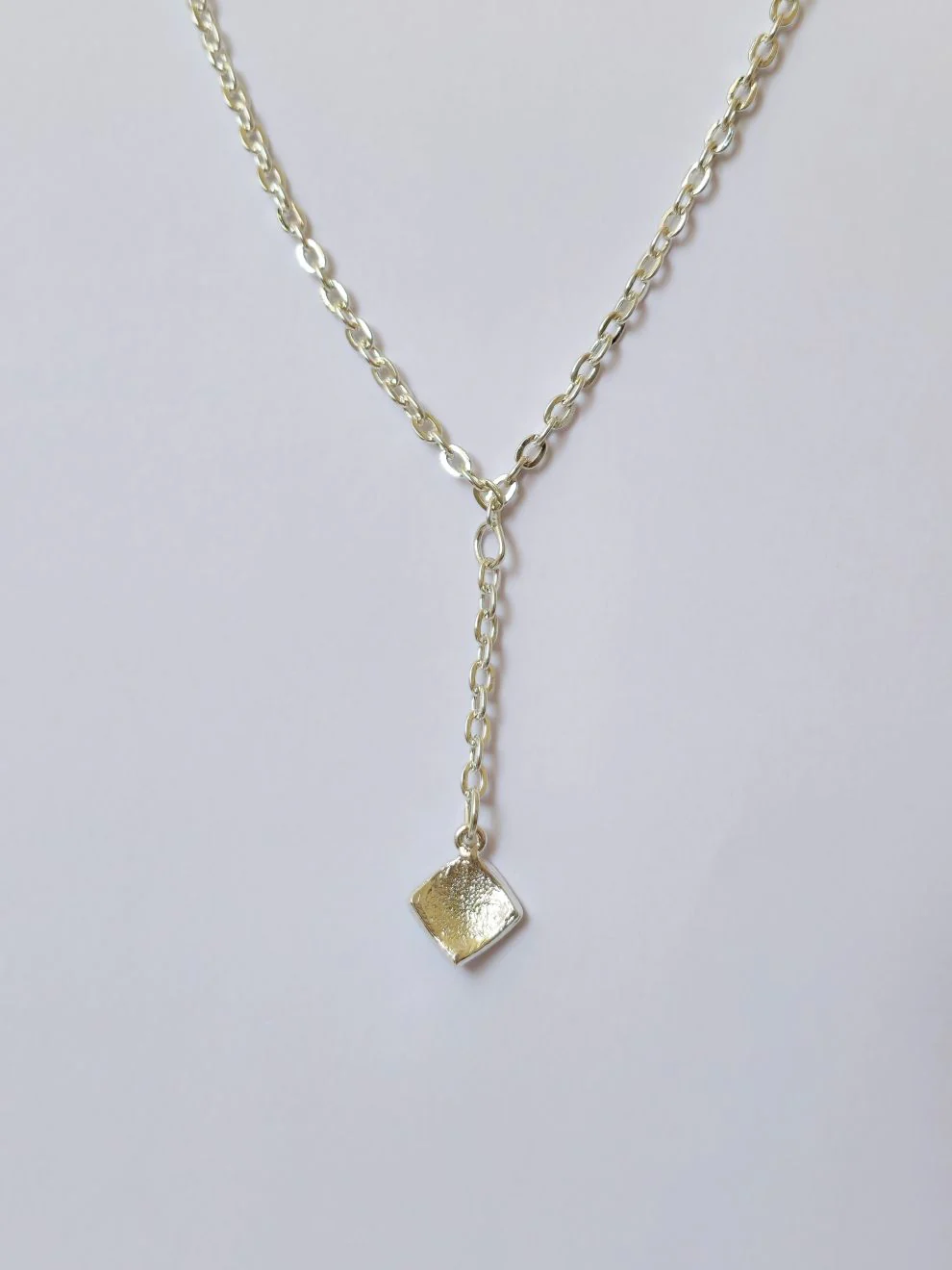 Vintage Silver Plated Cable Chain Pendant Necklace with Blue Enamel Charm - Image 5