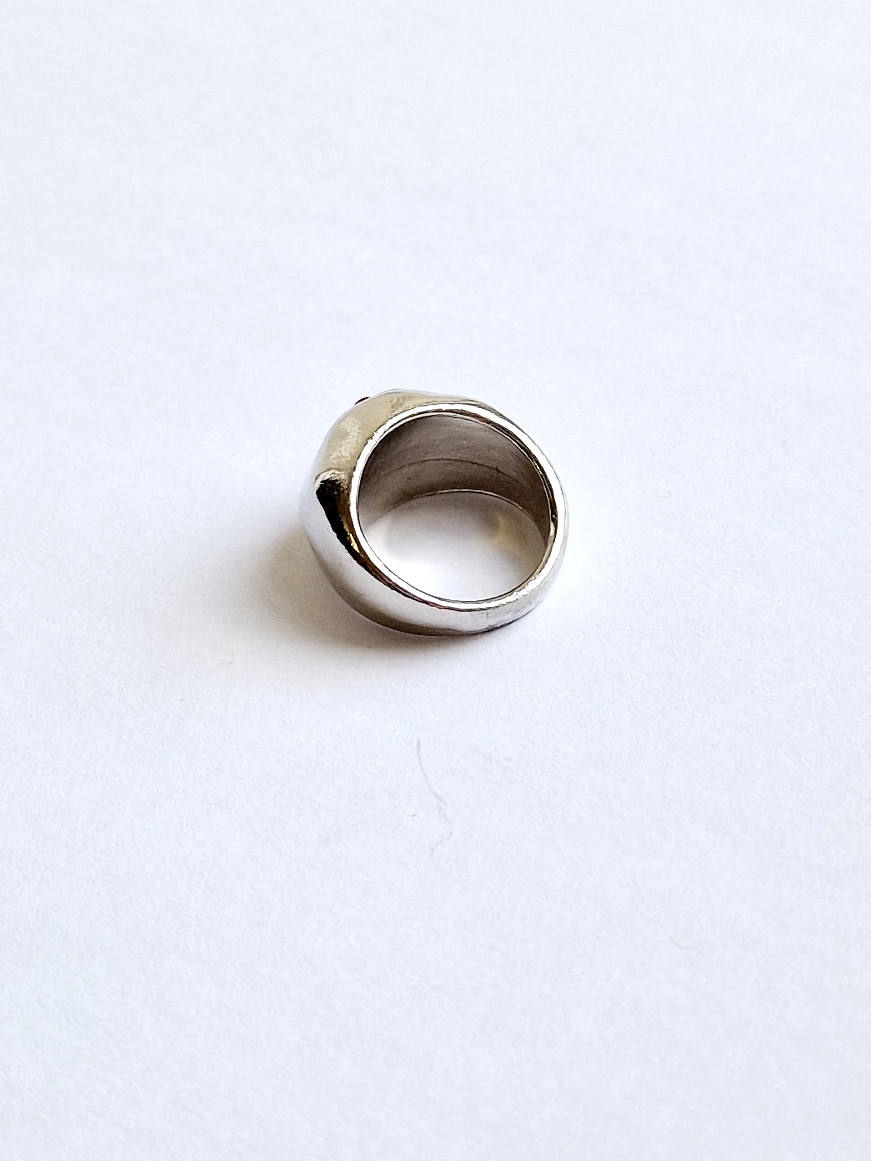 Vintage Silver Plated Chunky Ring with Colourful Crystals - Image 4