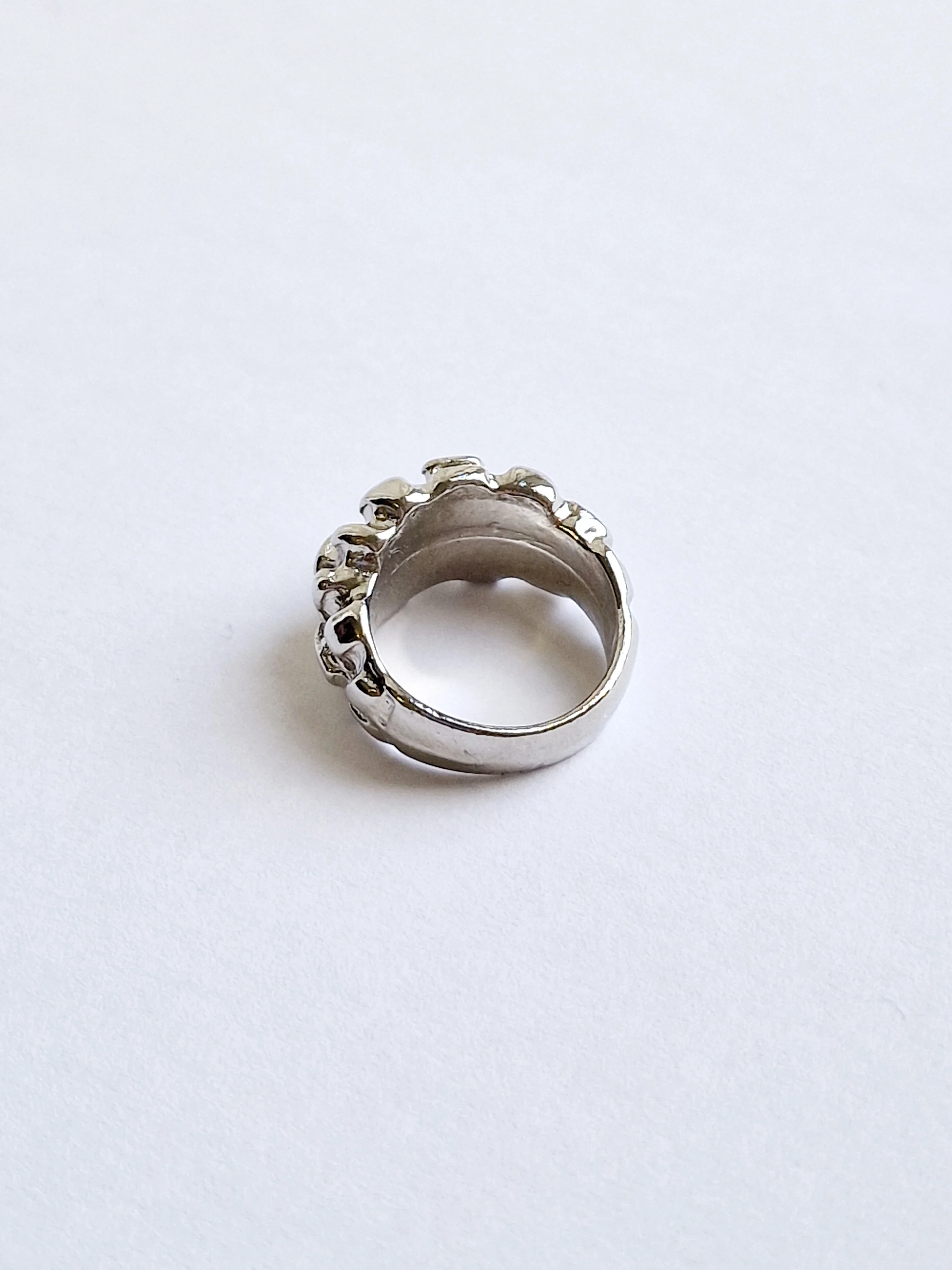 Vintage Silver Plated Chunky Ring with Organic Texture - Image 3