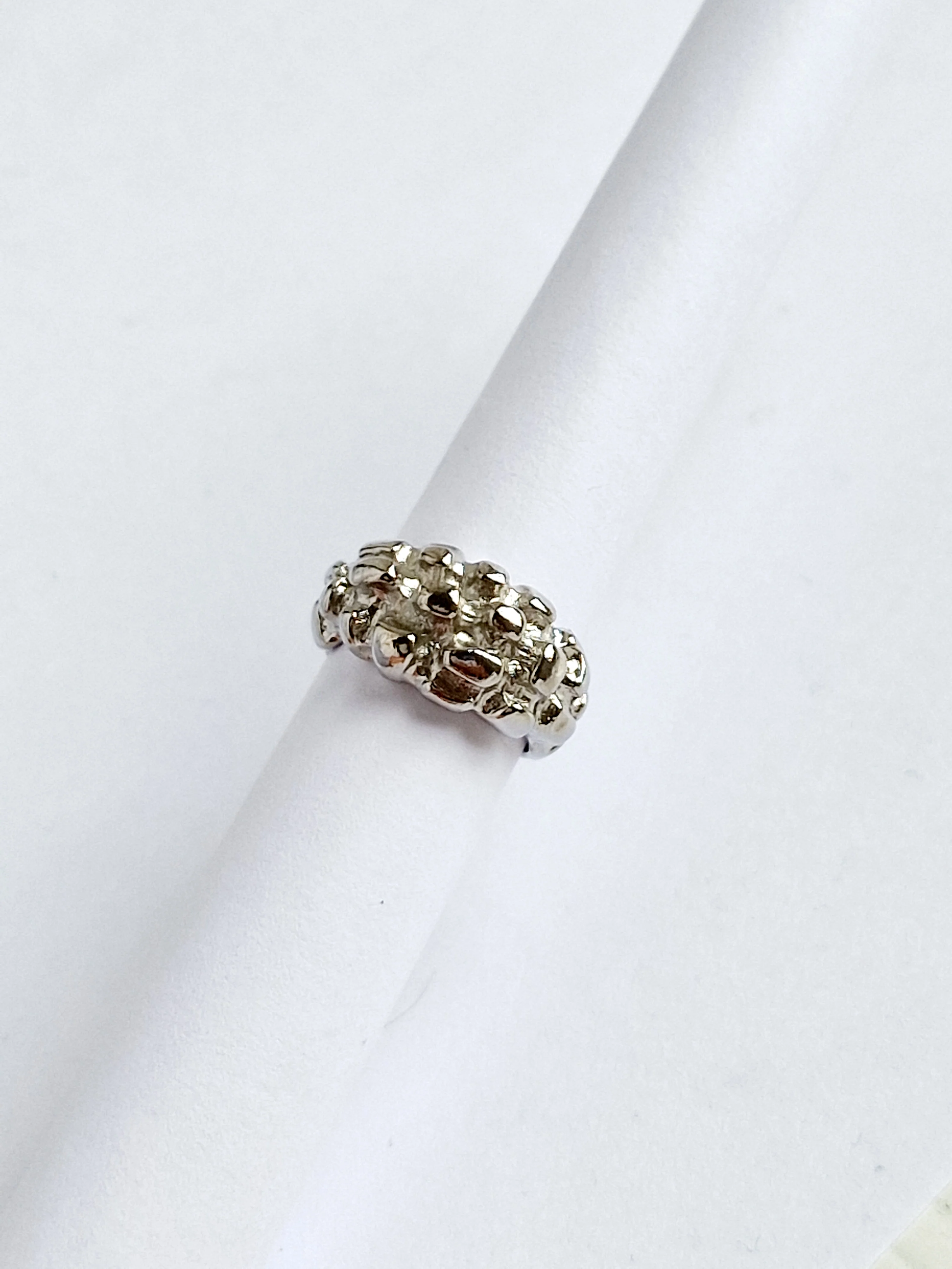 Vintage Silver Plated Chunky Ring with Organic Texture - Image 4