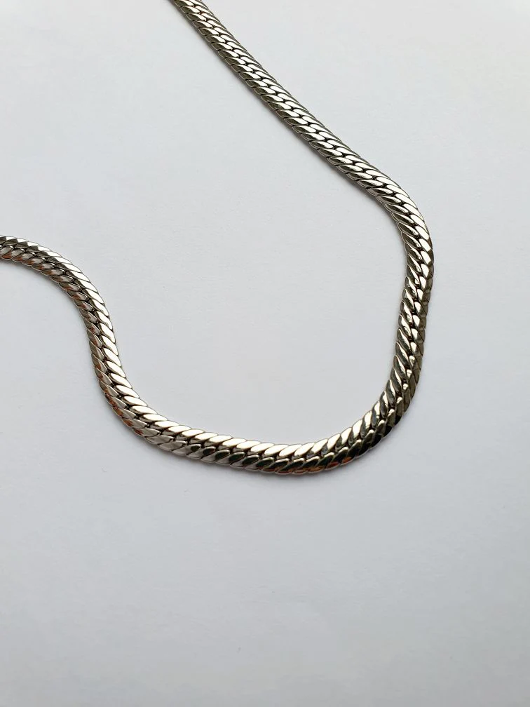 Vintage Silver Plated Curb Chain Necklace - Image 2