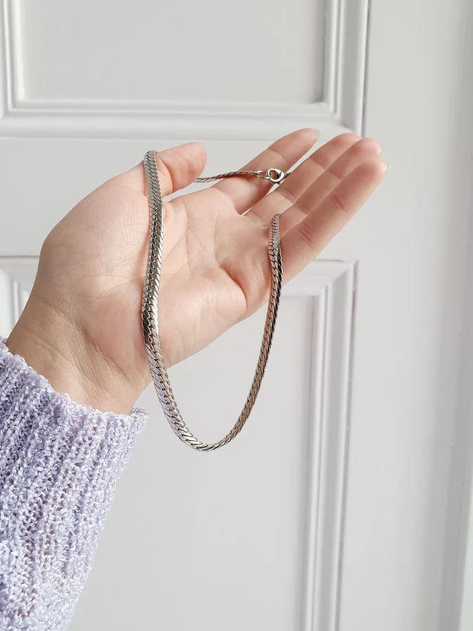Vintage Silver Plated Curb Chain Necklace - Image 5