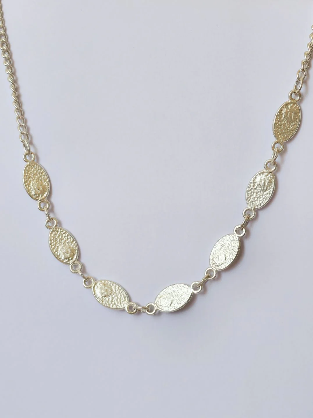 Vintage Silver Plated Curb Chain Necklace with Blue Enamel - Image 3