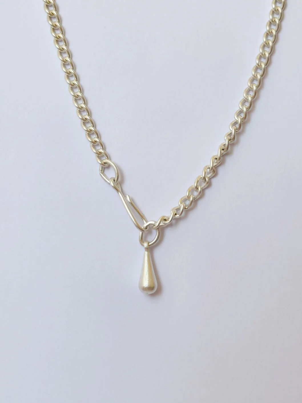 Vintage Silver Plated Curb Chain Necklace with Blue Enamel - Image 5