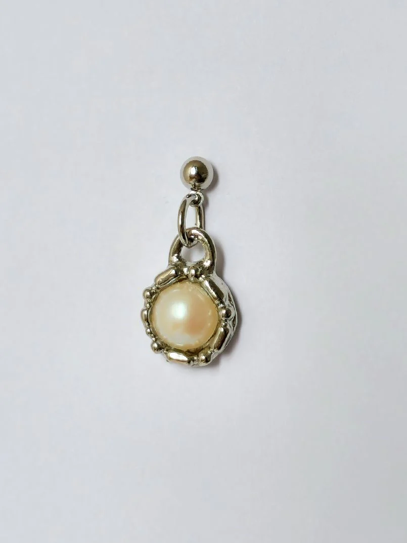 Vintage Silver Plated Drop Earrings with Pearl Charm - Image 5