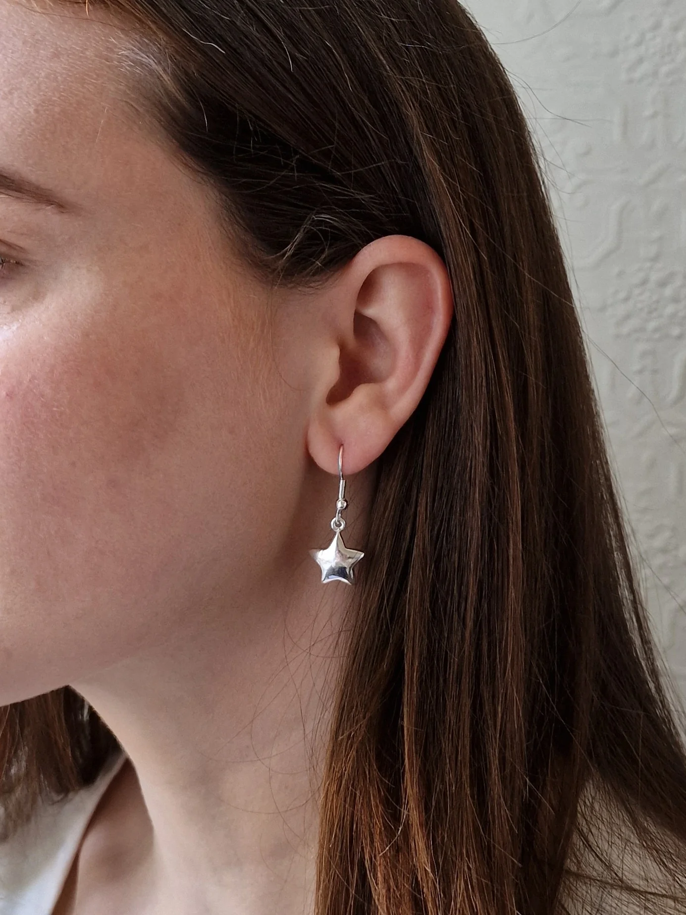 Vintage Silver Plated Drop Earrings with Star Charm - Image 2
