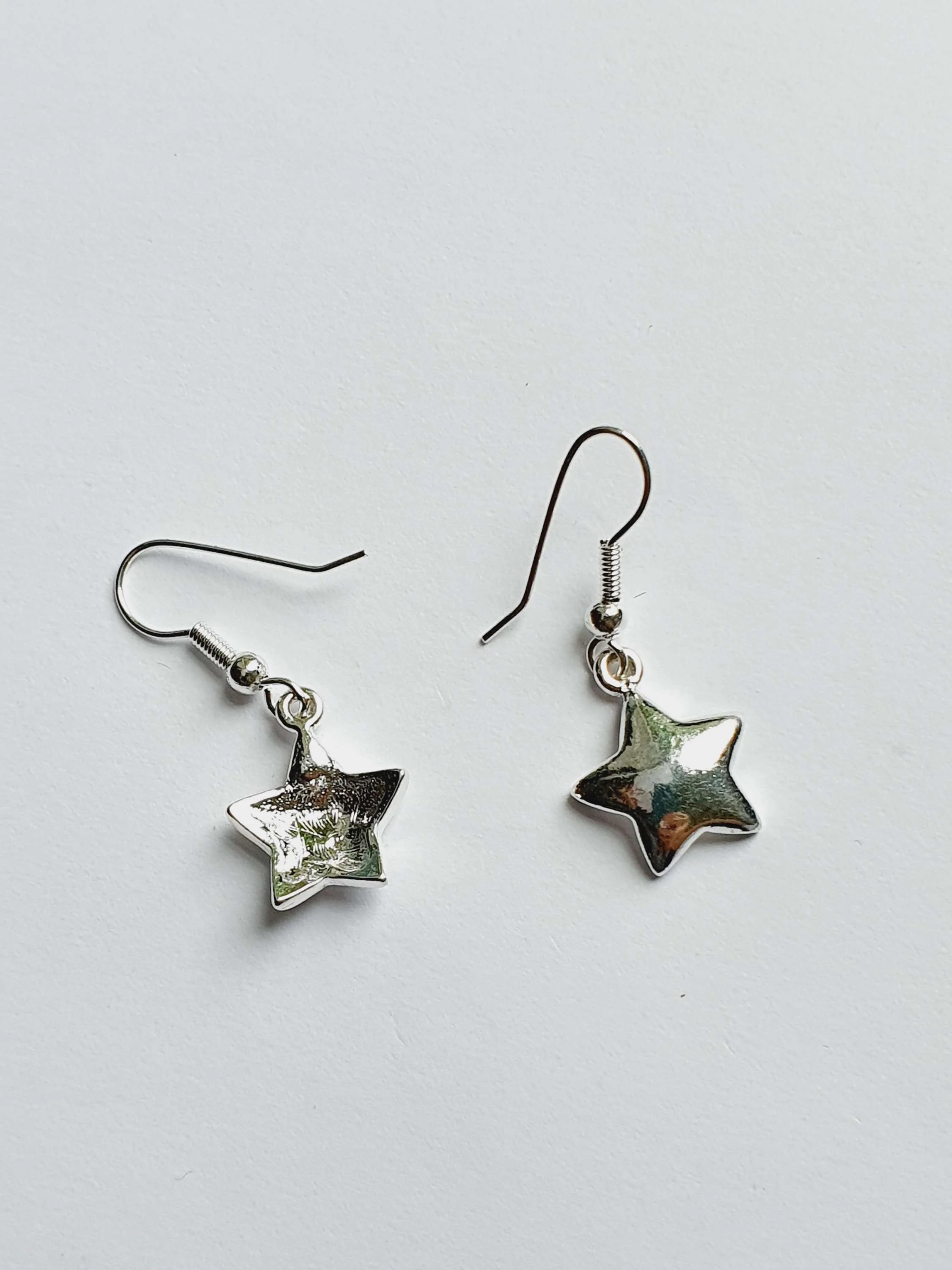 Vintage Silver Plated Drop Earrings with Star Charm - Image 3