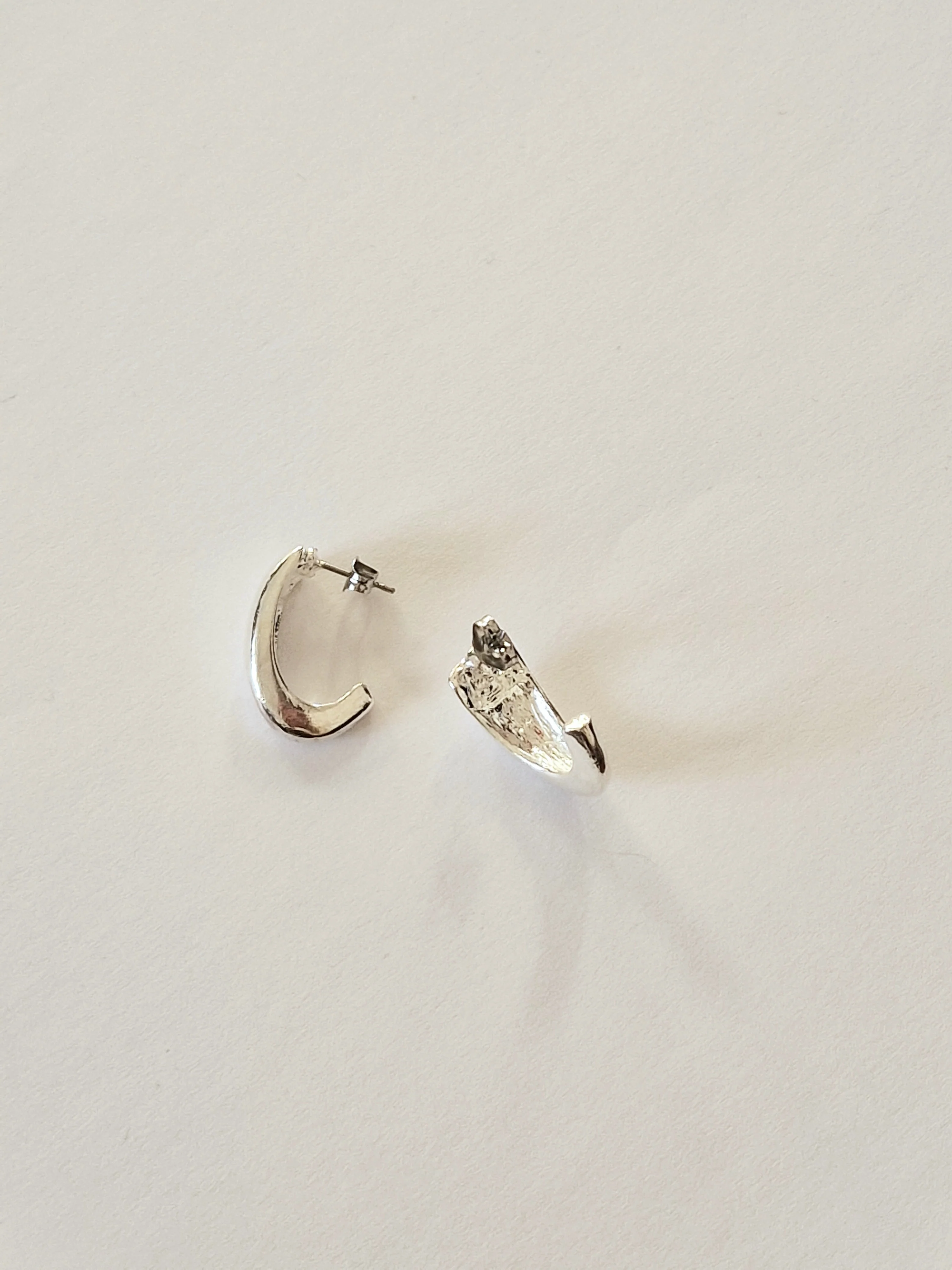 Vintage Silver Plated Half Hoop Earrings - Image 3