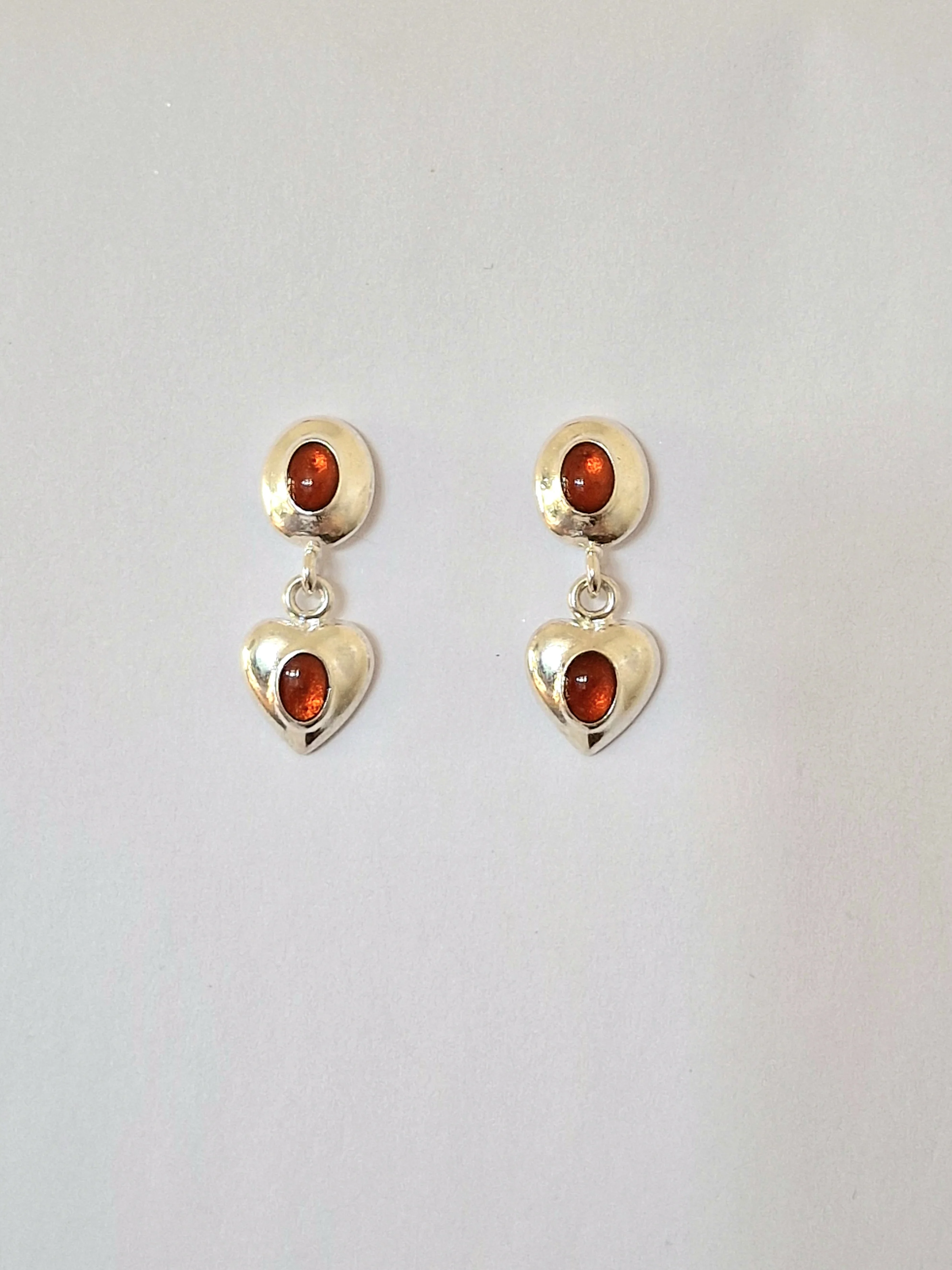 Vintage Silver Plated Chunky Heart Drop Earrings - Image 2