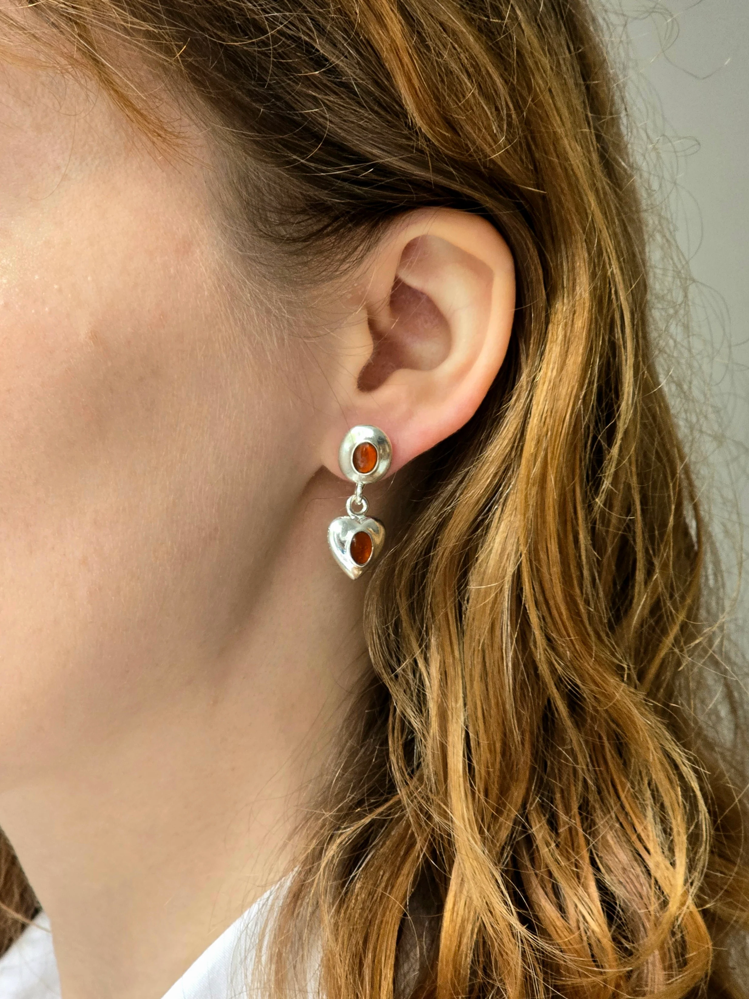 Vintage Silver Plated Chunky Heart Drop Earrings - Image 3