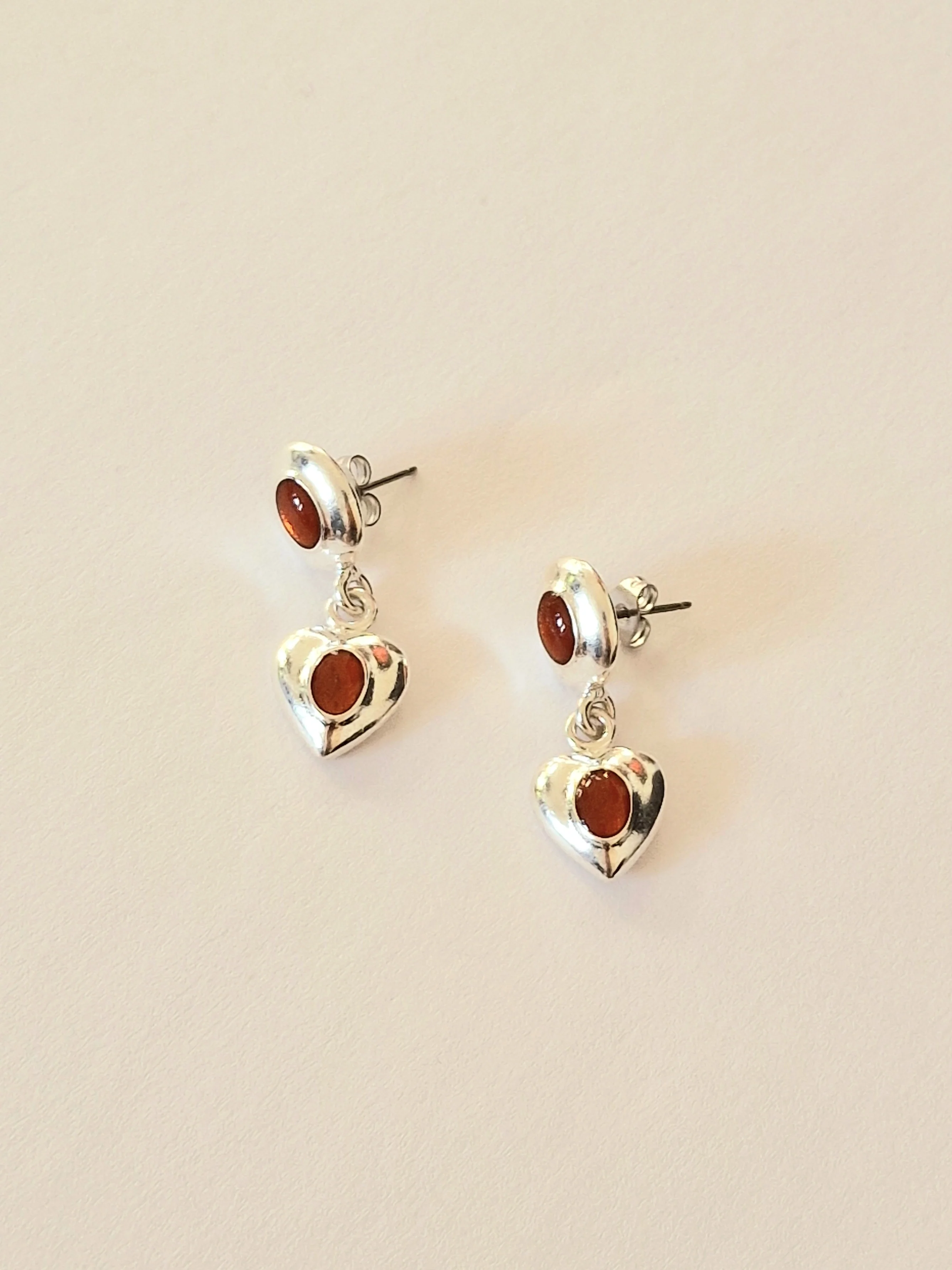 Vintage Silver Plated Chunky Heart Drop Earrings - Image 4