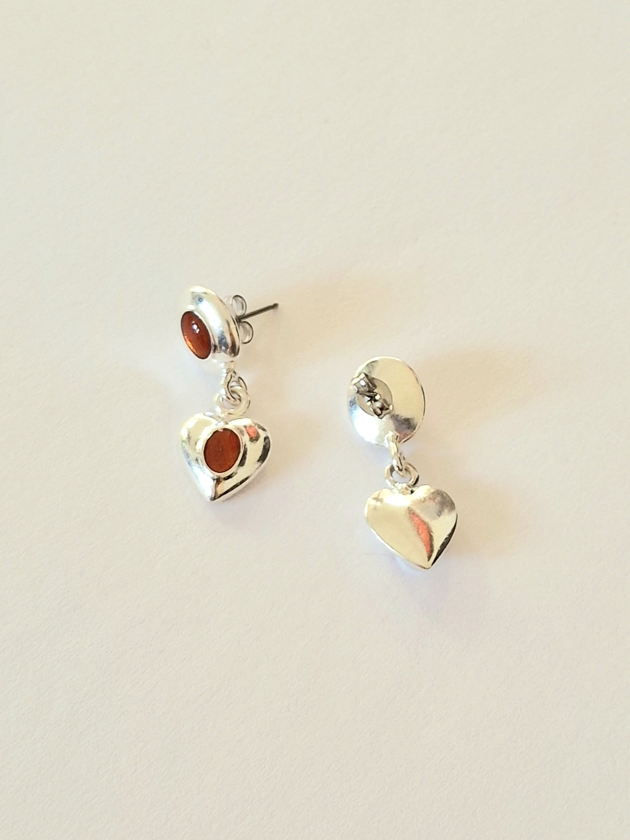 Vintage Silver Plated Chunky Heart Drop Earrings - Image 5
