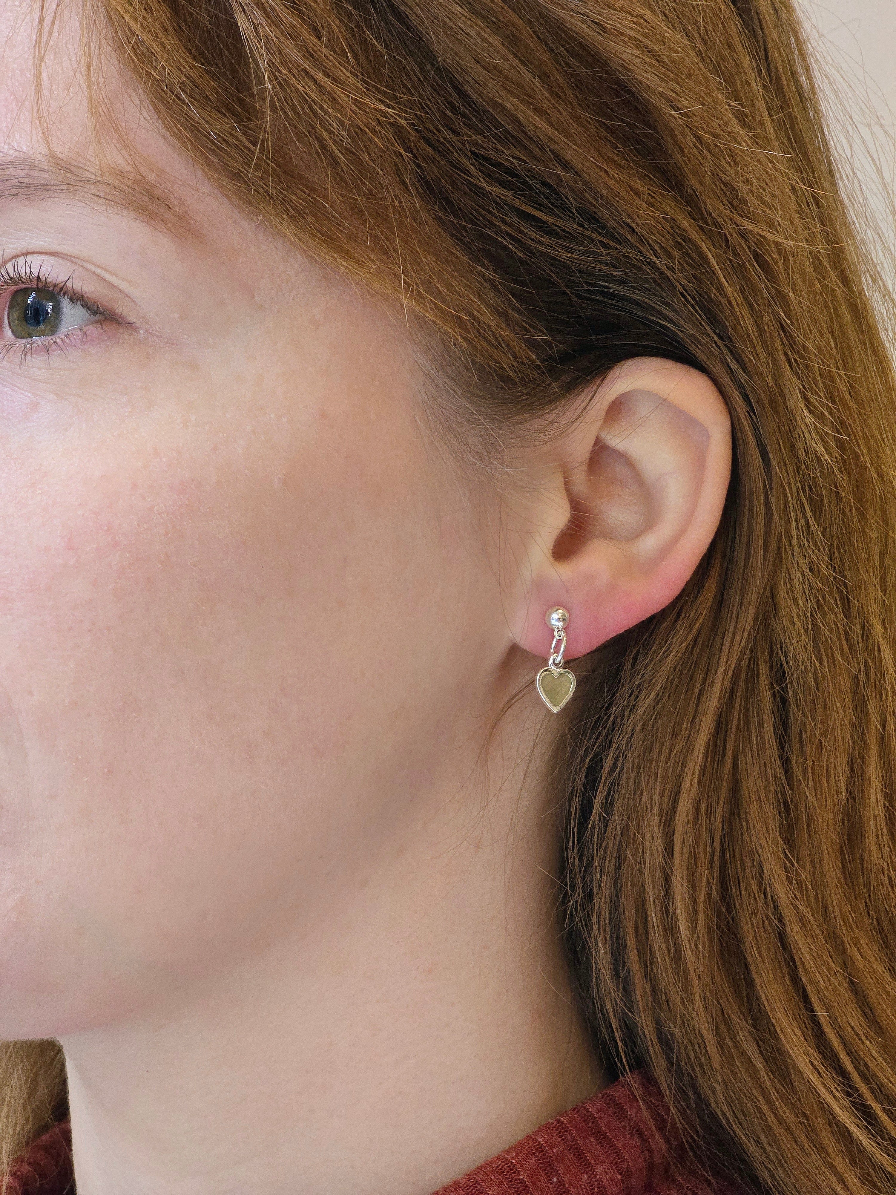Vintage Silver Plated Mini Heart Drop Earrings - Image 2