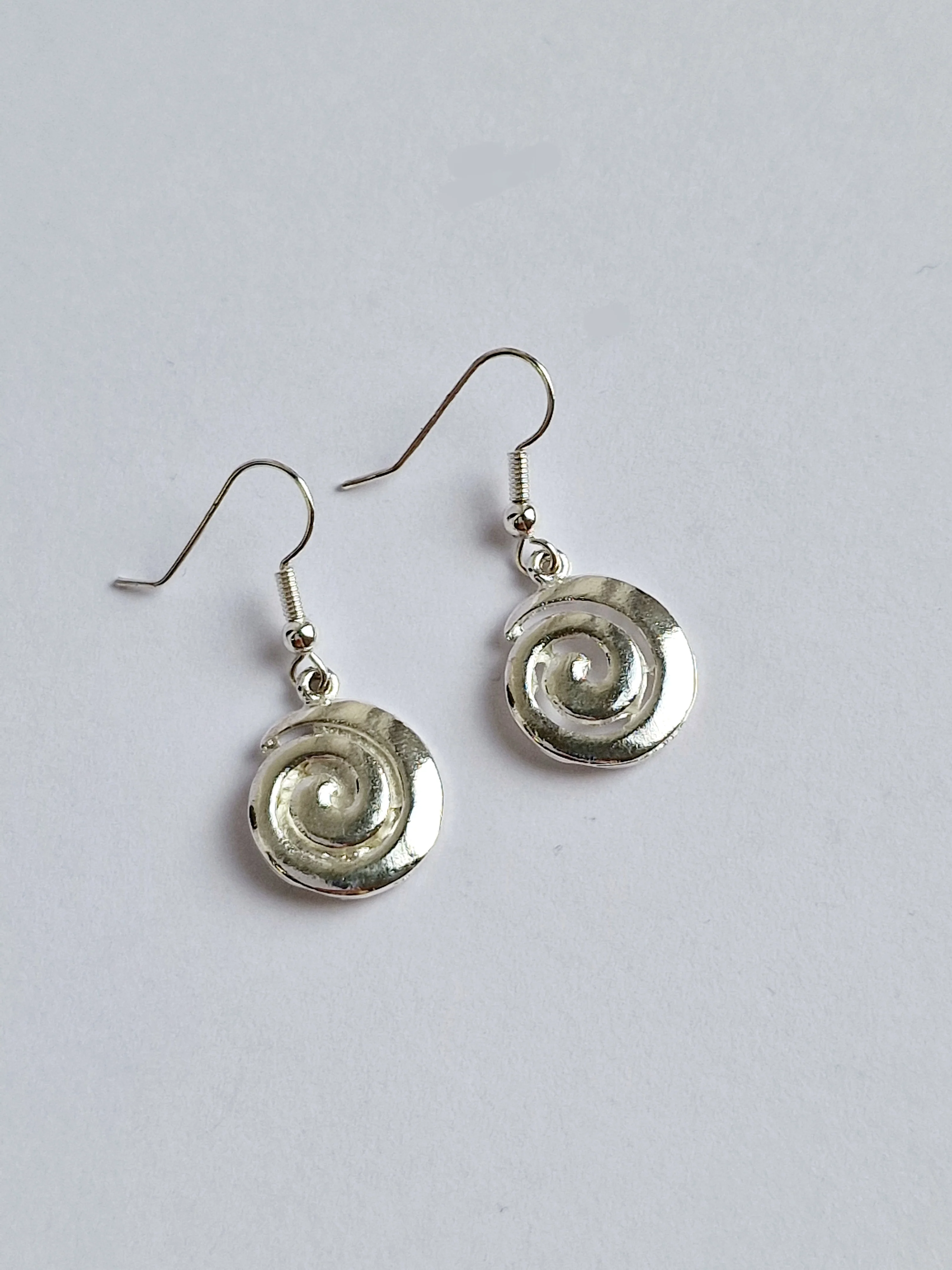 Vintage Silver Plated Round Swirl Drop Earrings - Image 2