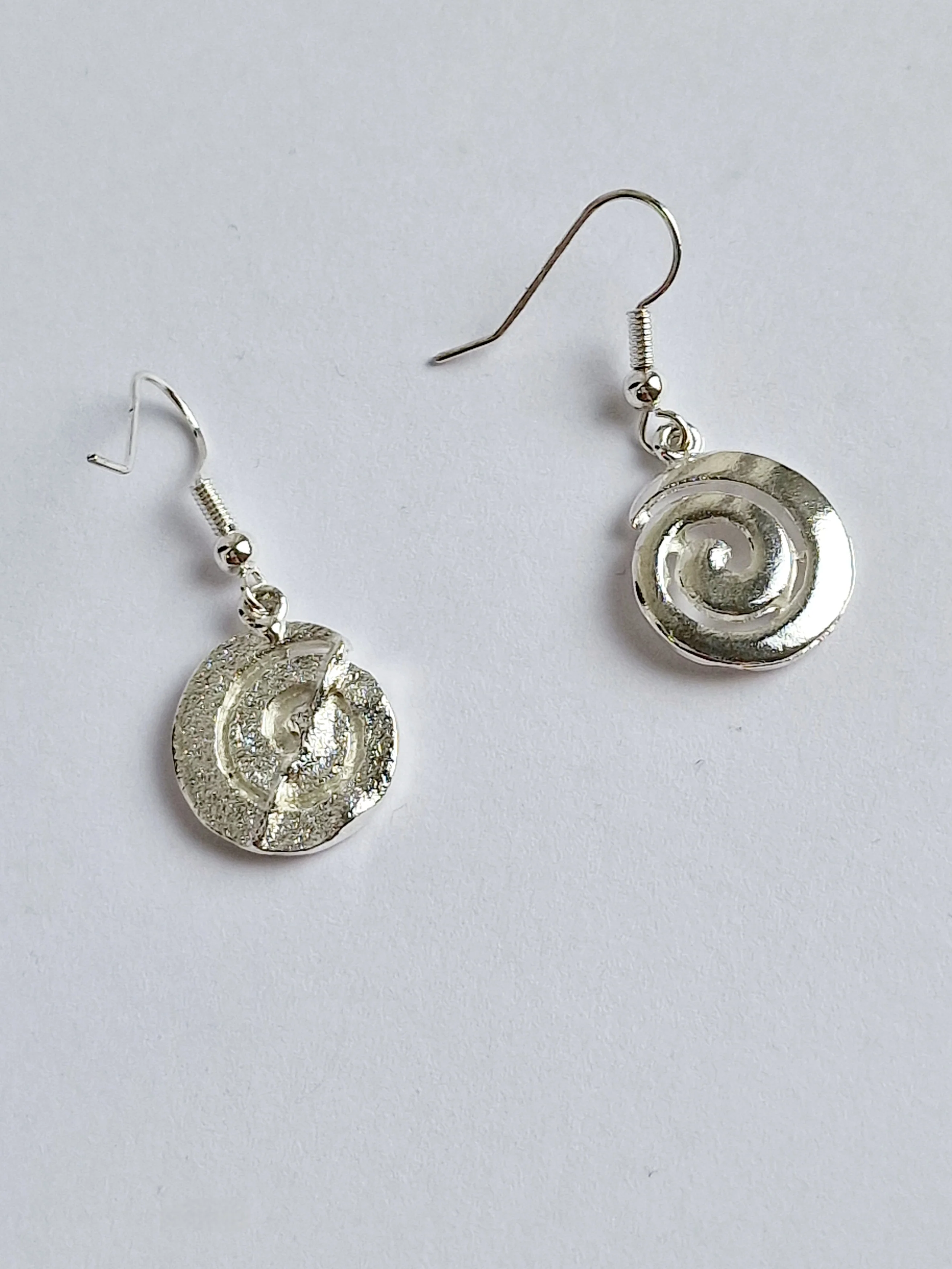 Vintage Silver Plated Round Swirl Drop Earrings - Image 3