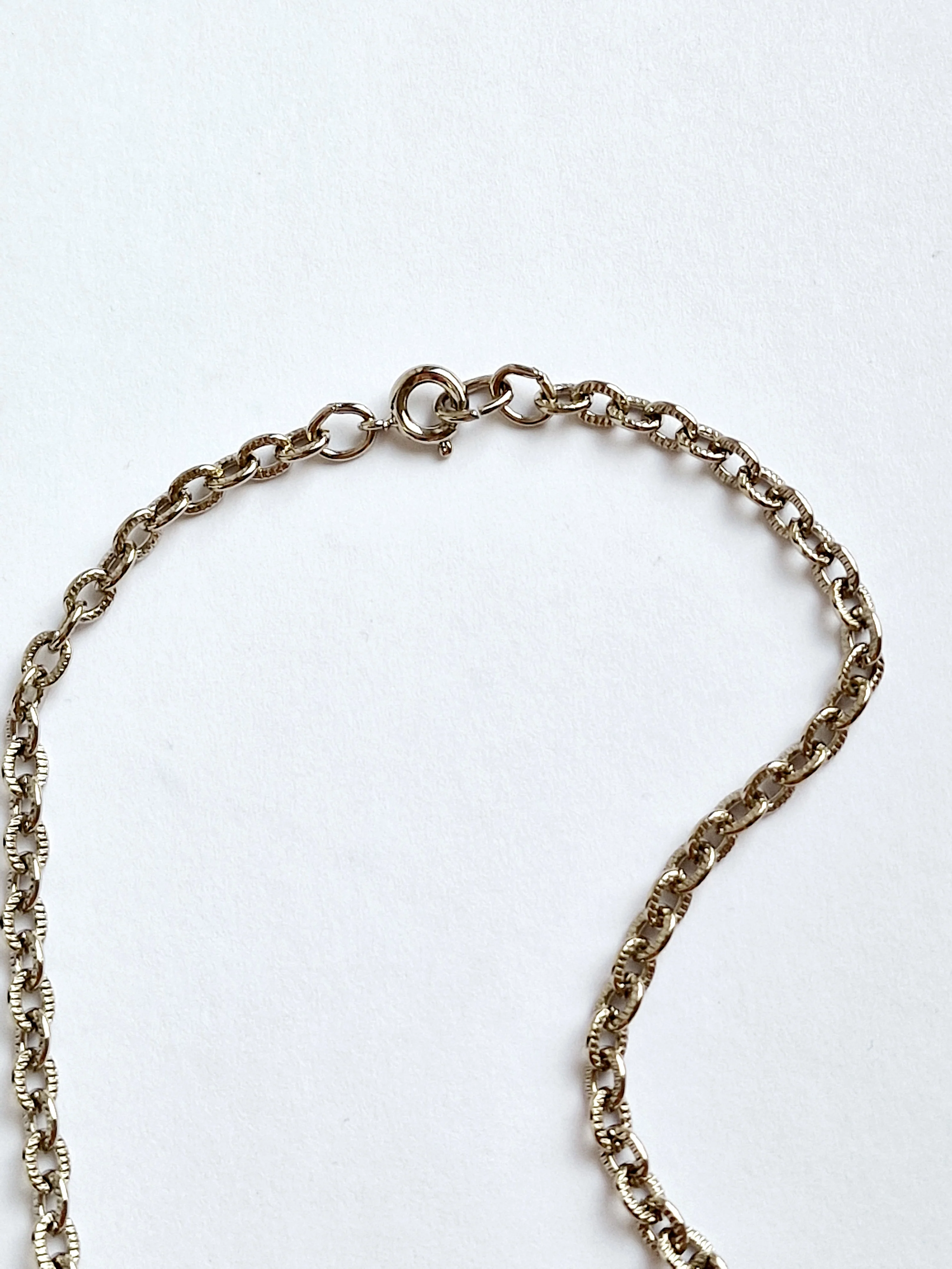 Vintage Silver Plated Statement Chain Necklace with Green Charm by Legacy - Image 4