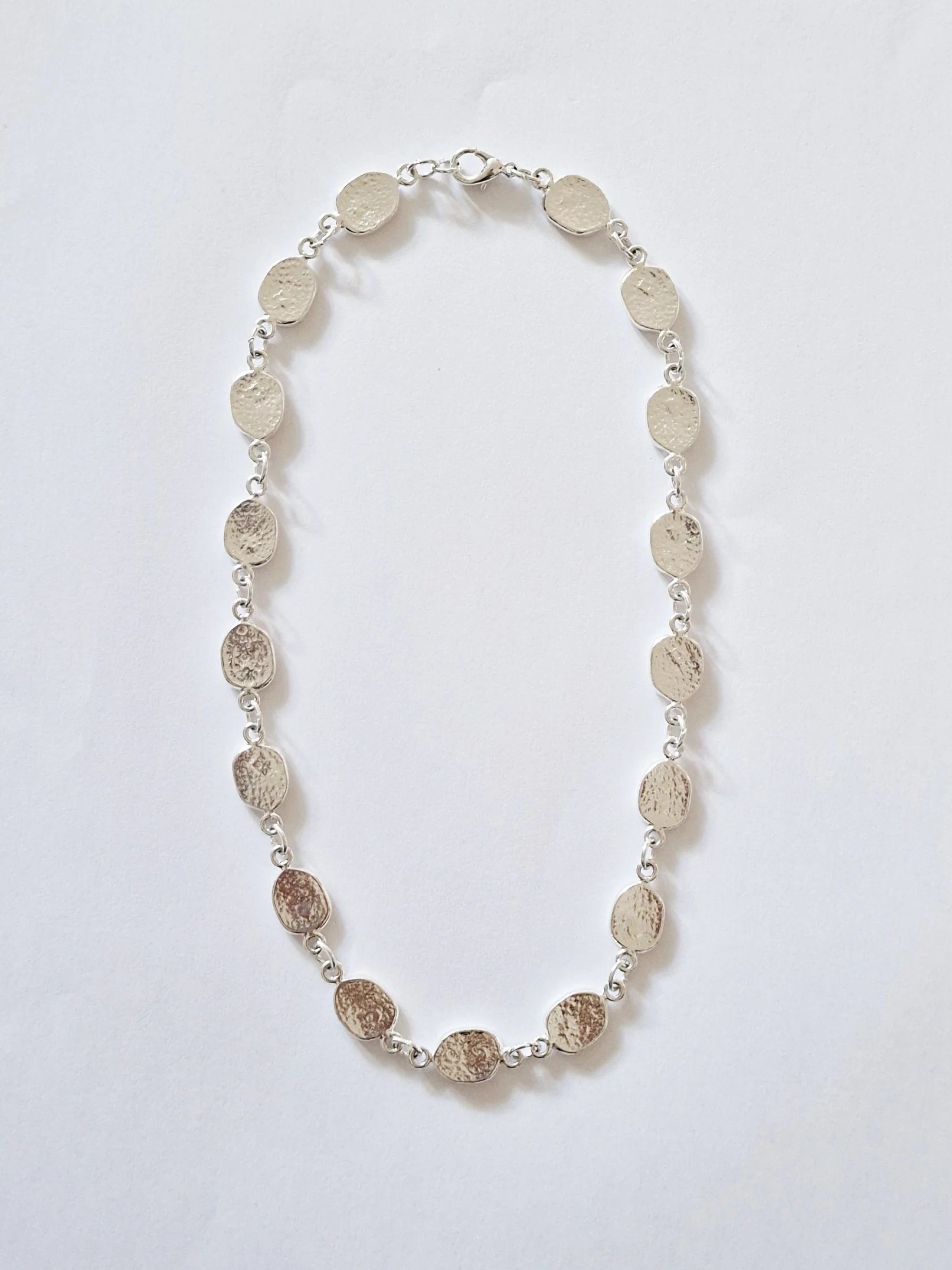 Vintage Silver Plated Textured Link Chain Necklace