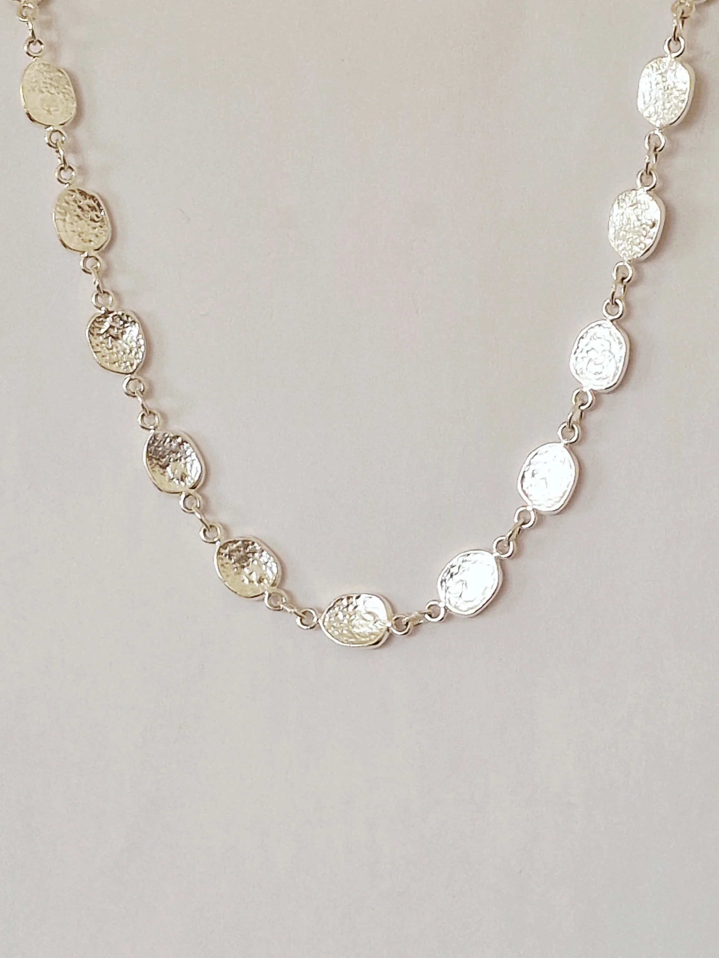 Vintage Silver Plated Textured Link Chain Necklace - Image 3