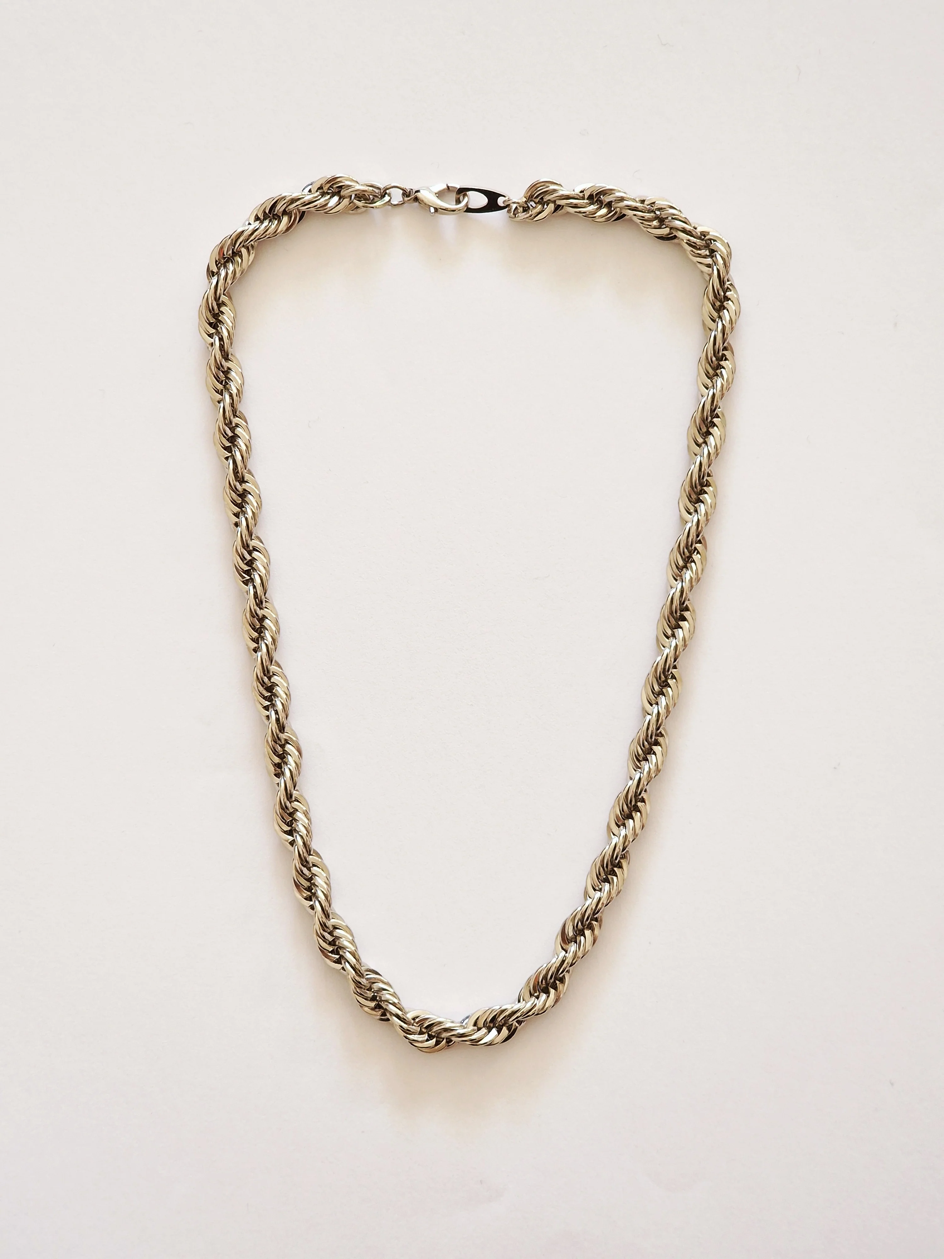 Vintage Silver Plated Twist Rope Chain Necklace