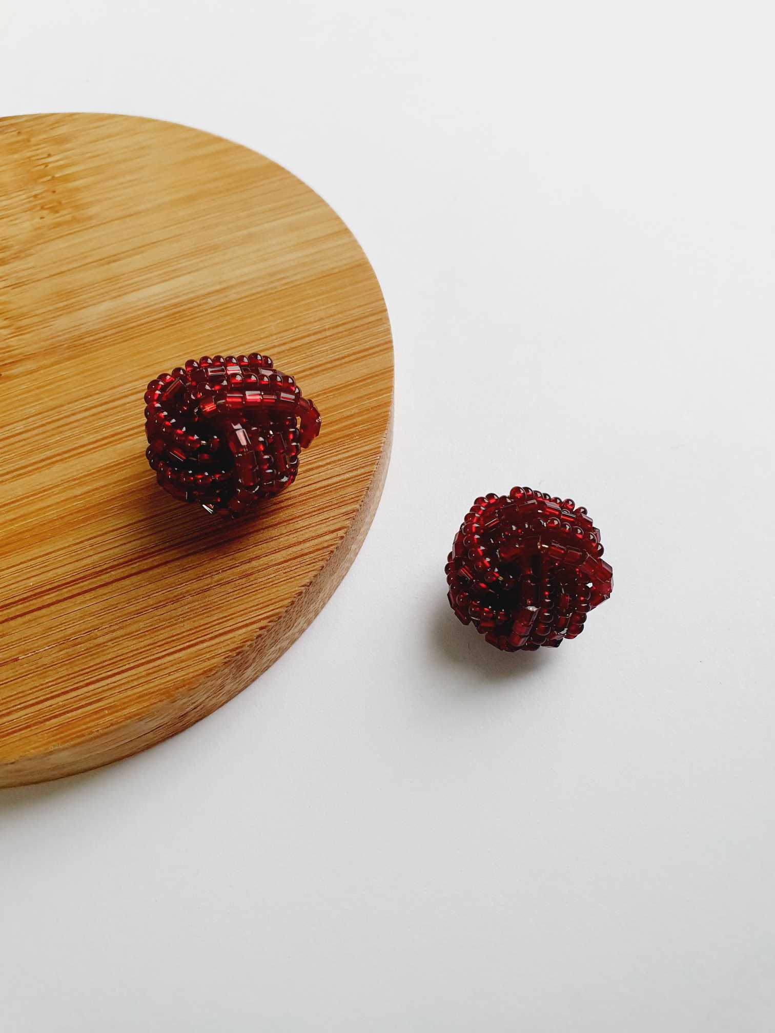 Vintage Silver Toned Clip On Bordeaux Bead Earrings - Image 3
