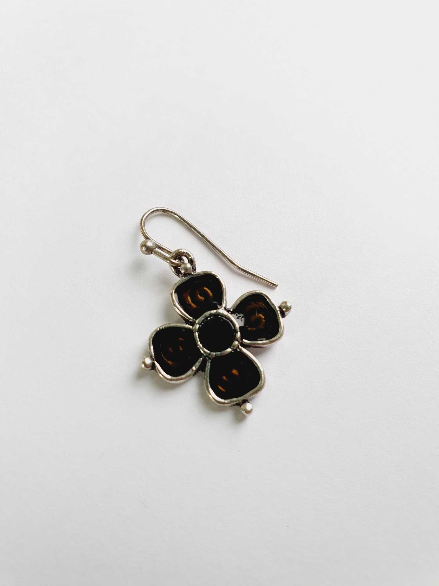 Vintage Silver Toned Drop Flower Earrings - Image 4