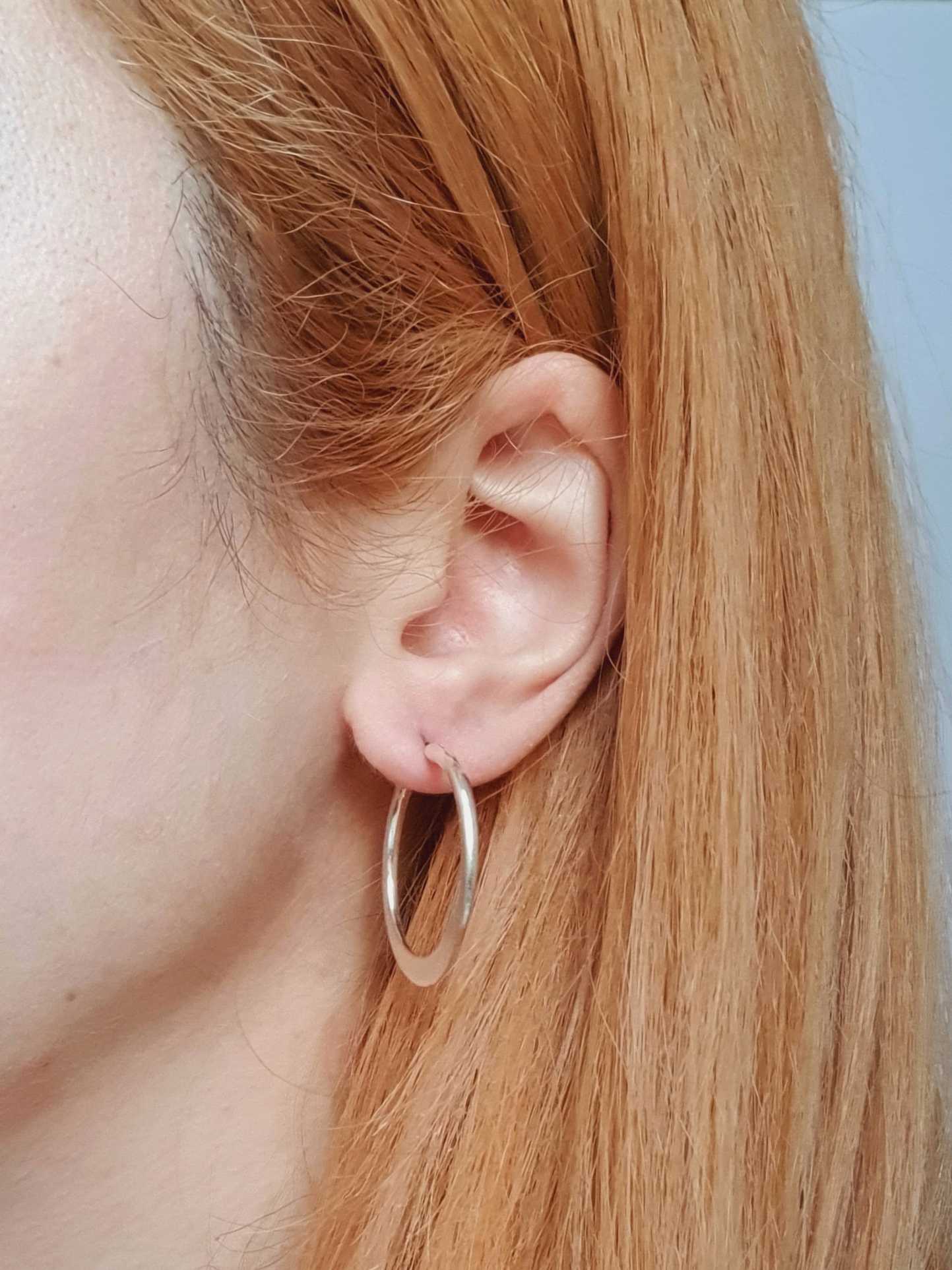Vintage Silver Toned Oval Hoops - Image 2