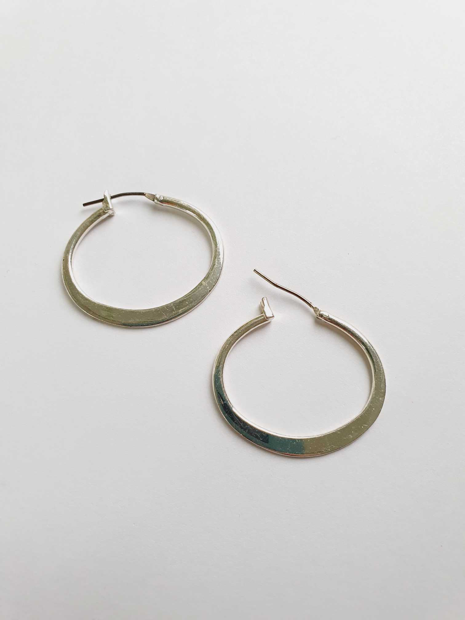 Vintage Silver Toned Oval Hoops - Image 3