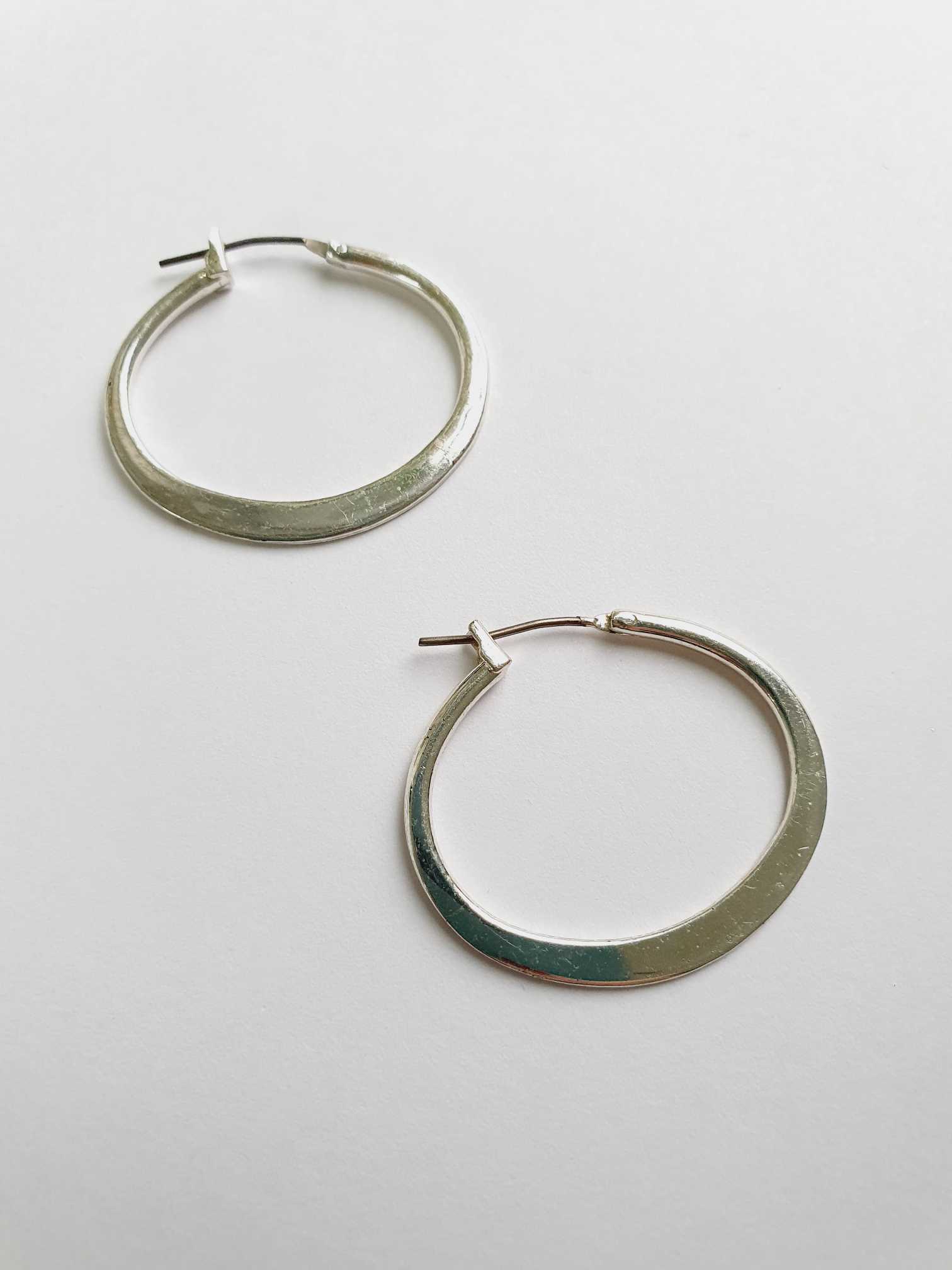 Vintage Silver Toned Oval Hoops - Image 4
