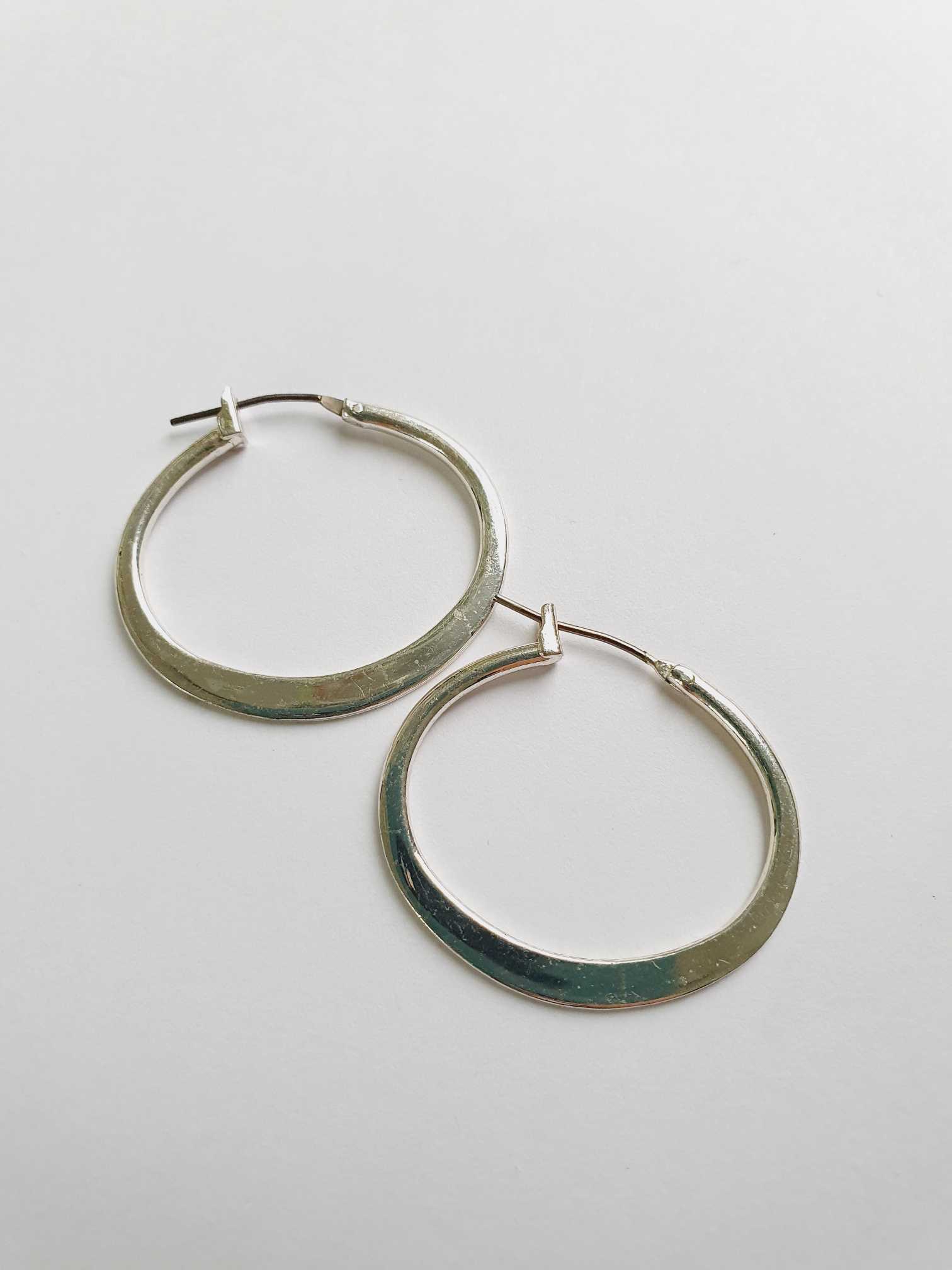 Vintage Silver Toned Oval Hoops - Image 6