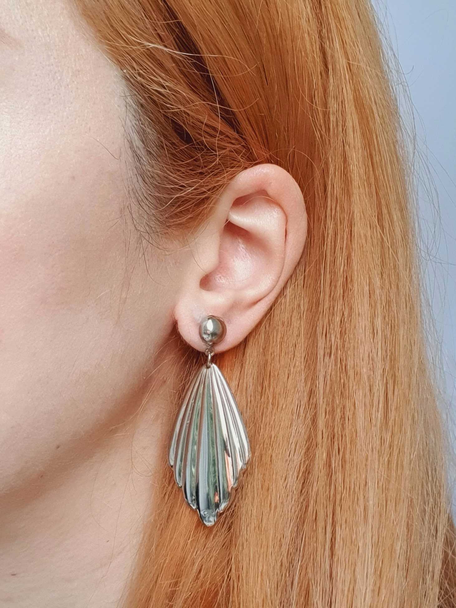 Vintage Silver Toned Statement Earrings - Image 2