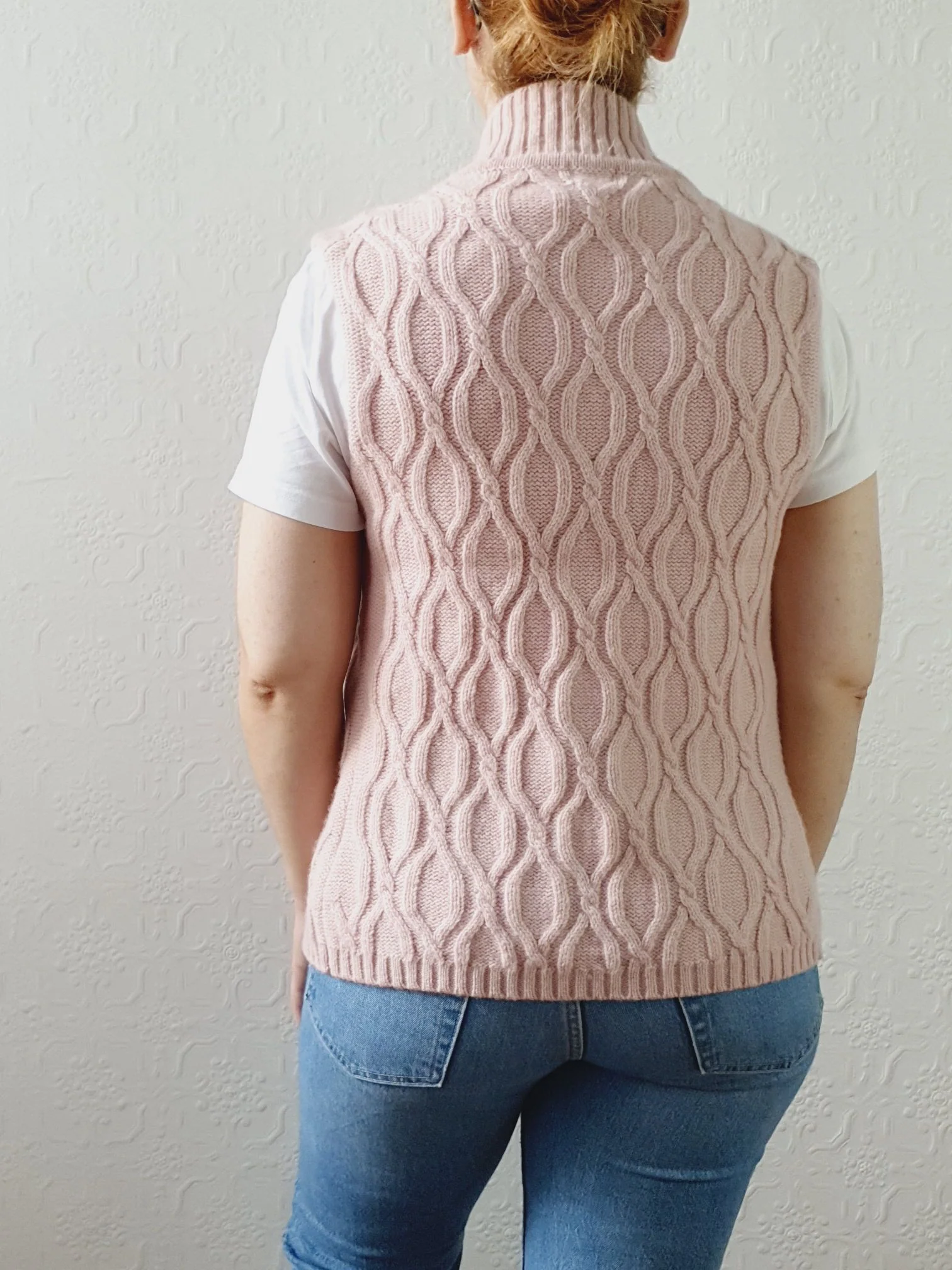 Vintage Soft Pink Lambswool & Cashmere Zip Up Vest - XS/S - Image 7